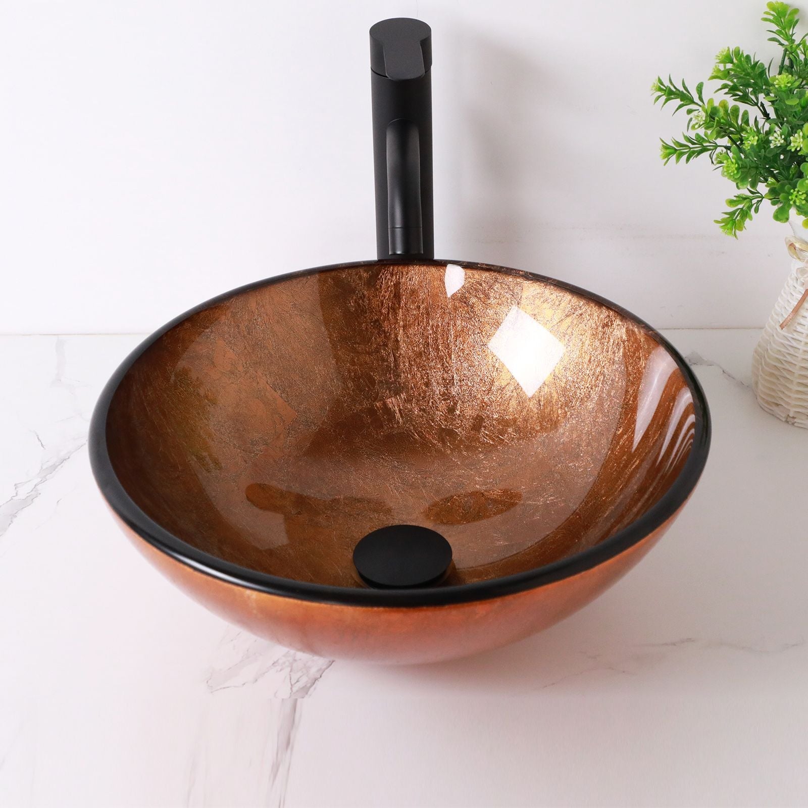 Above Counter Artistic Tempered Glass Bathroom Sink Transparent Counter Top Bathroom Single Bowl Vessel Basin