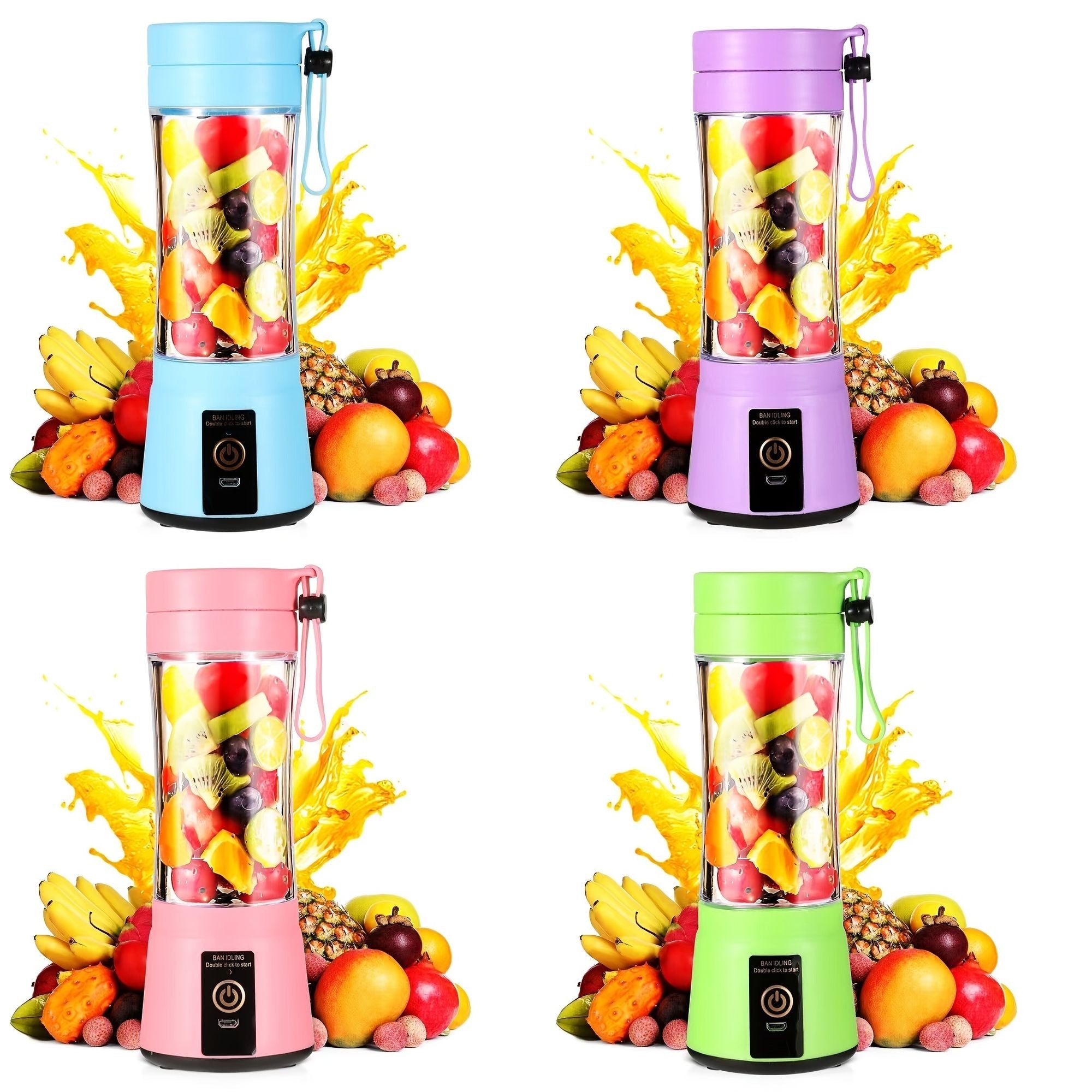 1pc 380ML Portable Blender With 6 Blades Rechargeable USB ; Personal Size Blender For Shakes And Smoothies; Traveling Fruit Veggie Juicer Cup