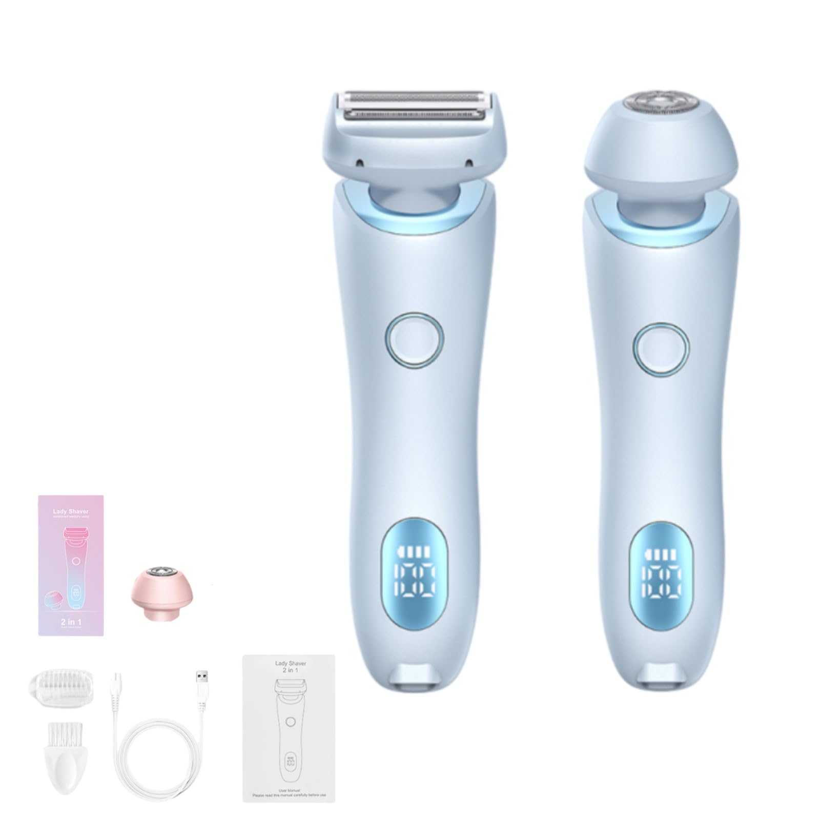 Dusk Collection Razor, Razors for Teens Girls Beginners, Smooth Shave Pro, Electrics Razors for Woman, Electric Shavers for Women, 2 in 1 Wet & Dry Electric Waterproof Razor, Removable Head (Blue)