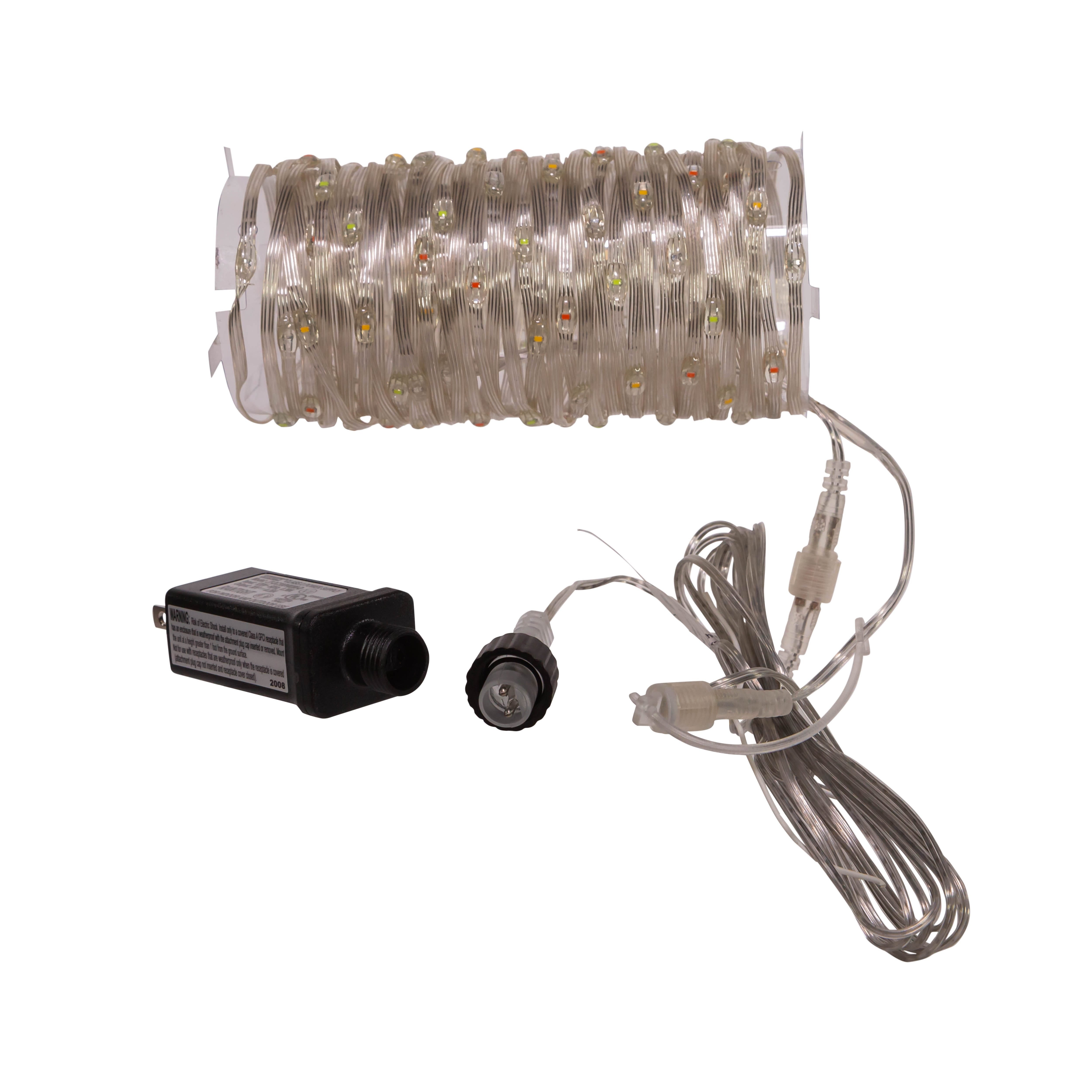 100-Light Multi-Color LED Connectable Clear Wire Light Set