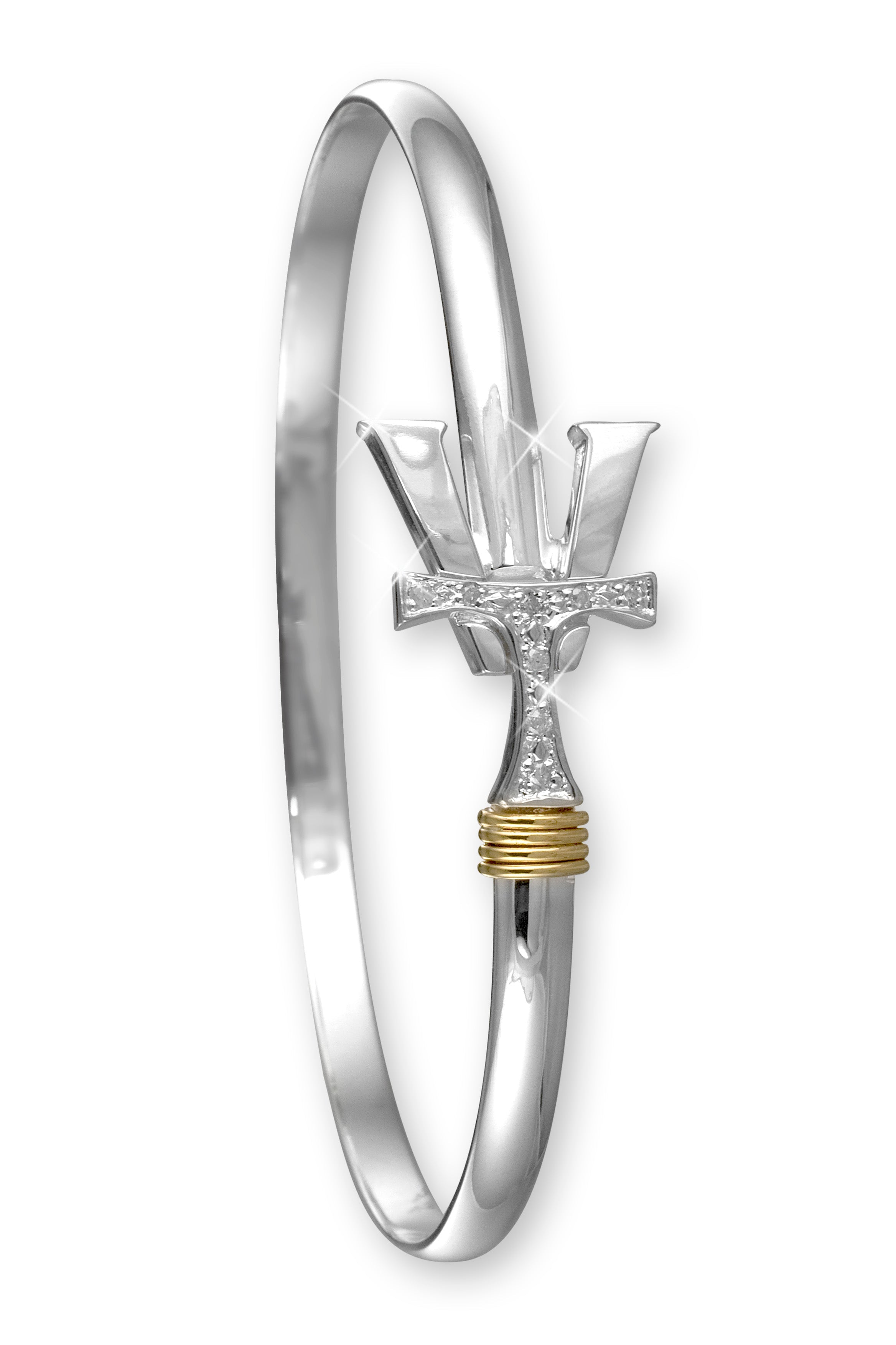 Vermont Hook Bracelet Silver with Diamond Accents - 4mm Band - 7 Inch