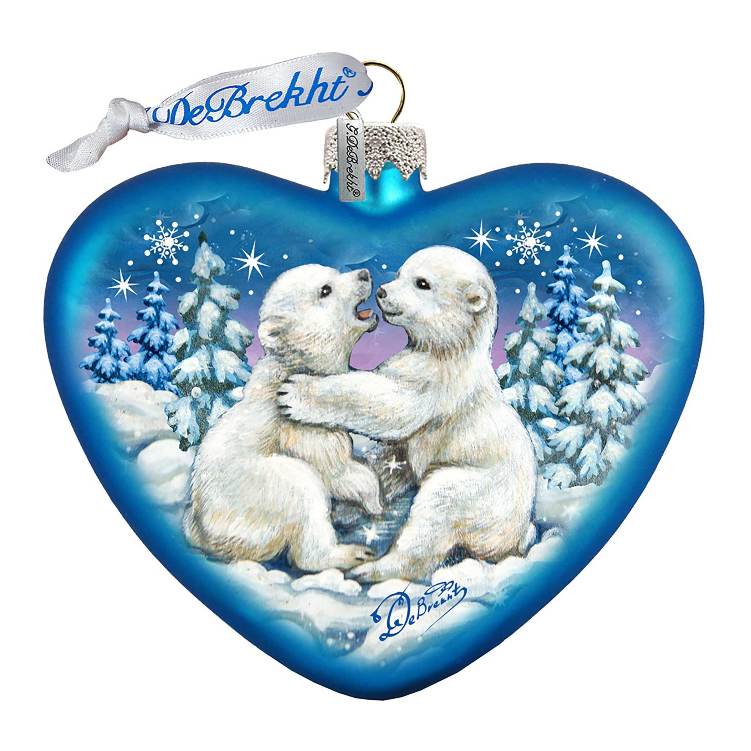 Polar Cubs Glass Ornament by G. DeBrekht - Wildlife Holiday Decor - 753-010