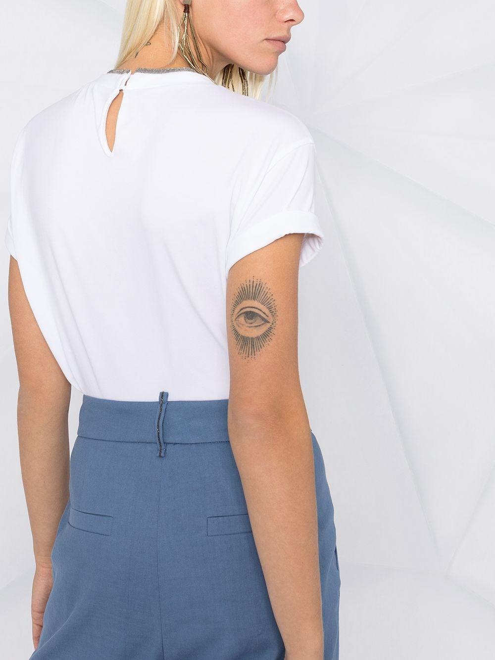 Brunello Cucinelli Women T-Shirt With `Precious` Faux-Layering