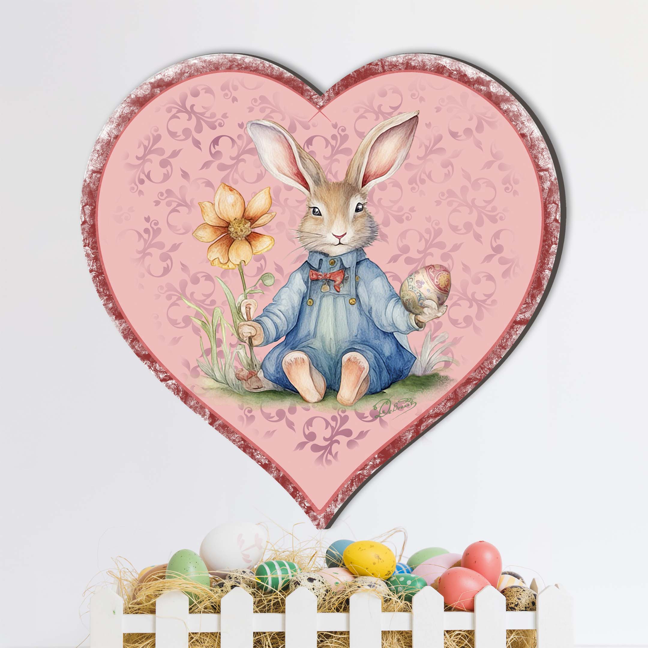 Easter Bunny Heart Holiday Door Decor by G. Debrekht - Easter Spring Decor - 8652780H
