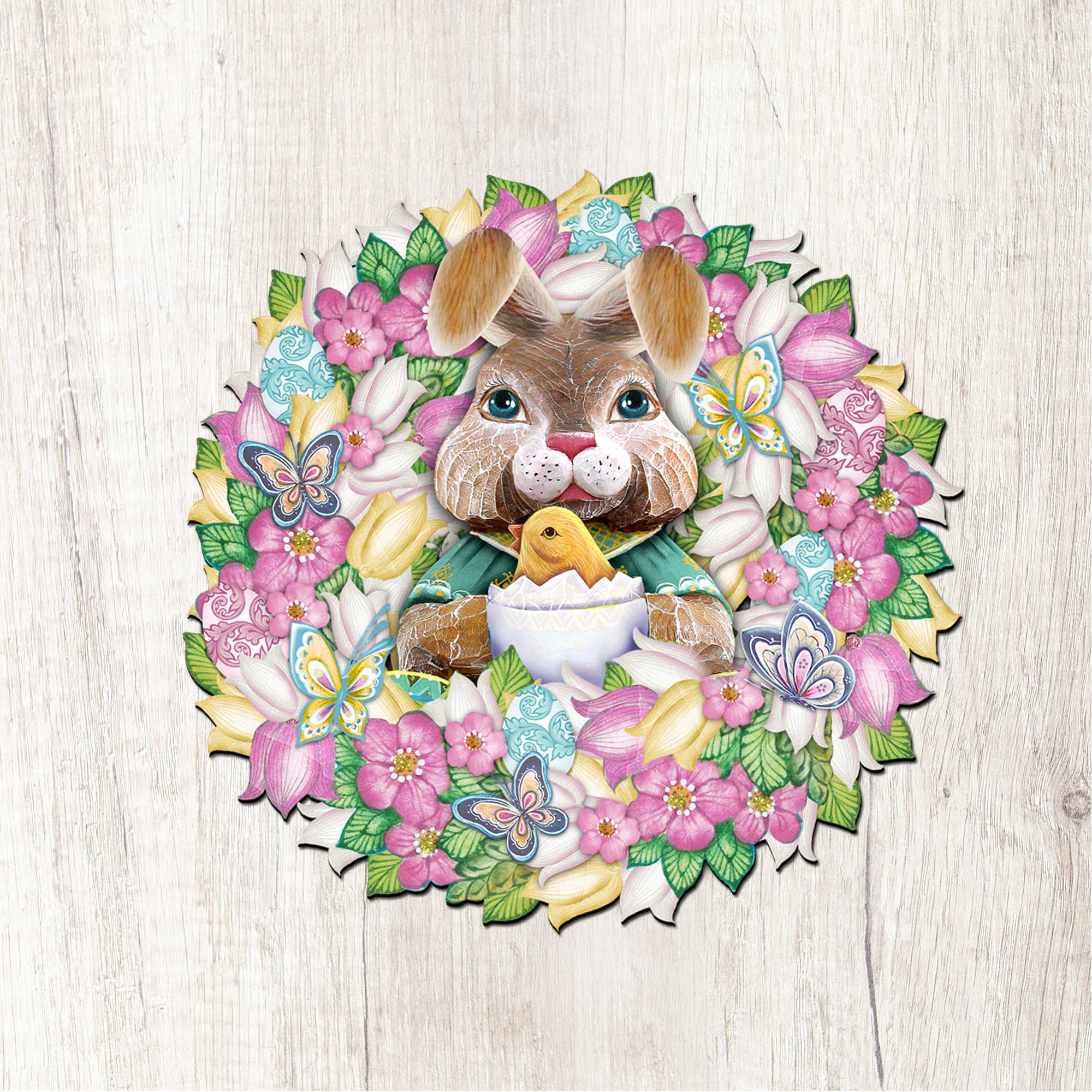 Bunny Holiday Door Wreath by G. DeBrekht - Easter Spring Decor - 8185301-2H