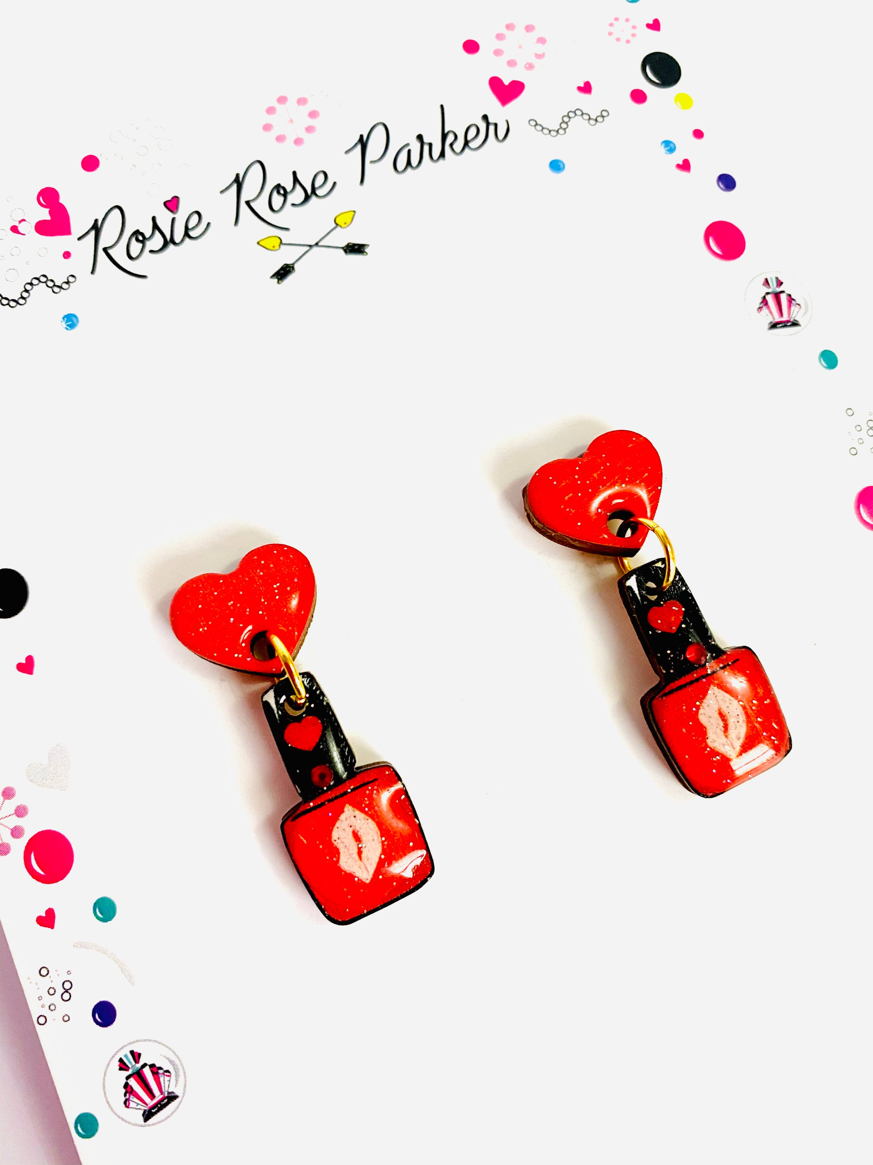 Valentine's Nail Polish Earrings by Rosie Rose Parker