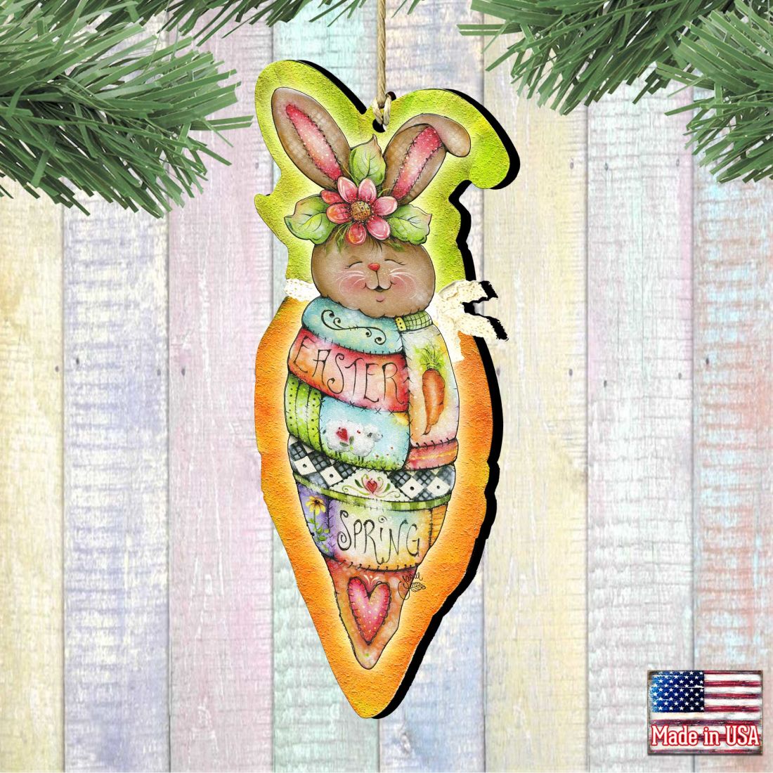 Carrot Bonney Wooden Ornaments Spring by Jamie Mills-Price - Easter Spring Decor - 8457609