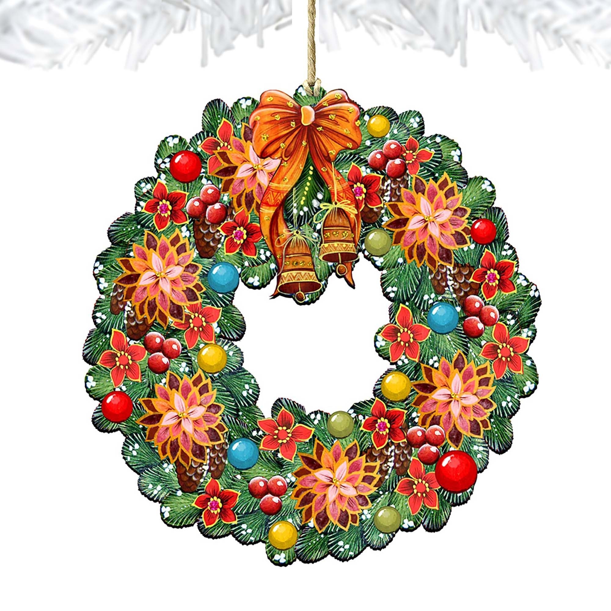 Christmas Wreath Wooden Ornaments by G. DeBrekht - Christmas Decor - 8185307