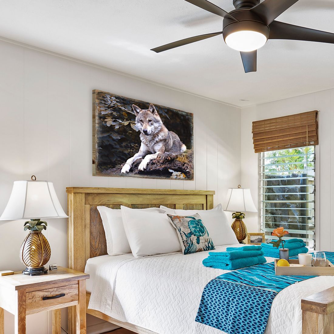 Wolf Art Wooden Wall Art by Nature Wonders - Nature Wildlife Decor - 95287B