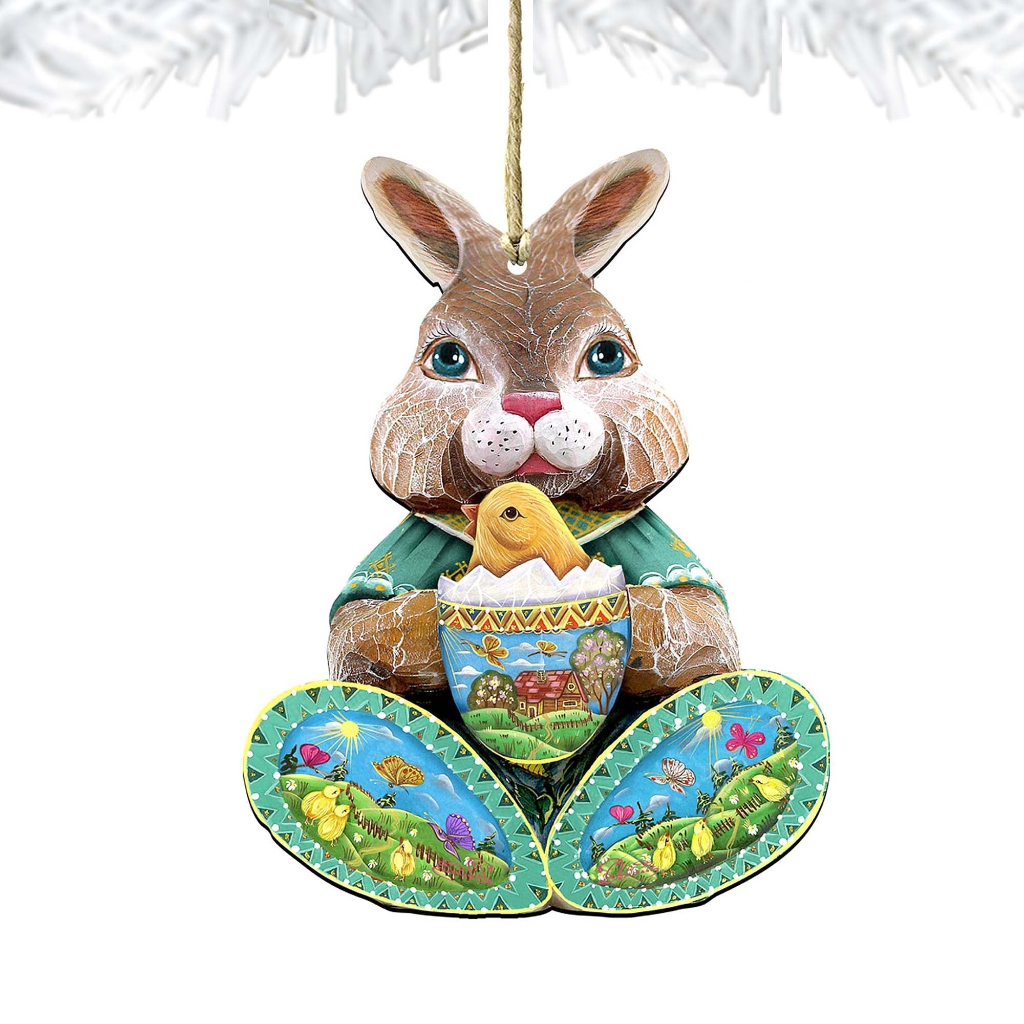 Easter Bunny Christmas Wooden Ornaments by G. DeBrekht - Christmas Decor - 8144502