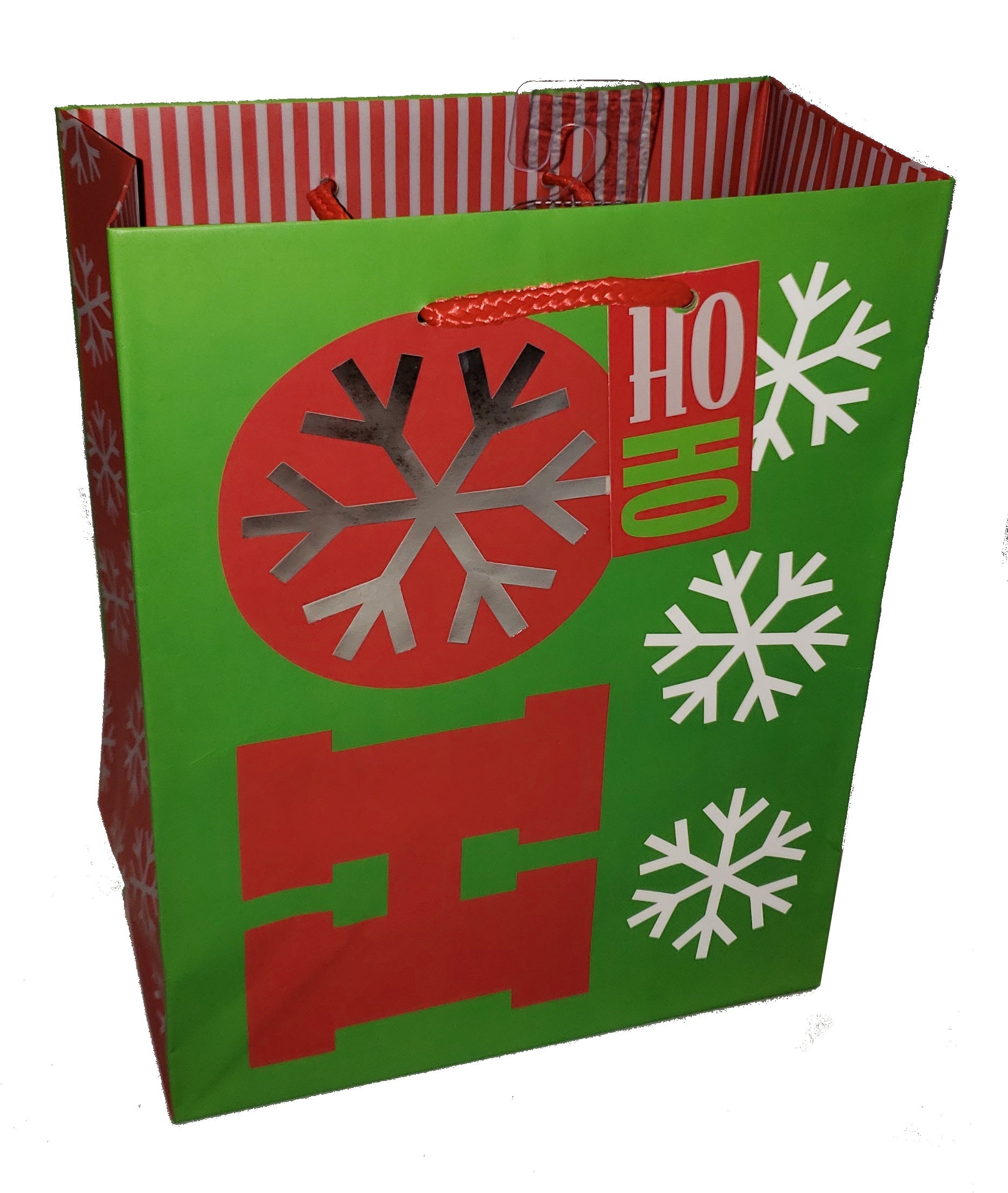 Traditional Medium Holiday Gift Bags - Candy Cane Bow