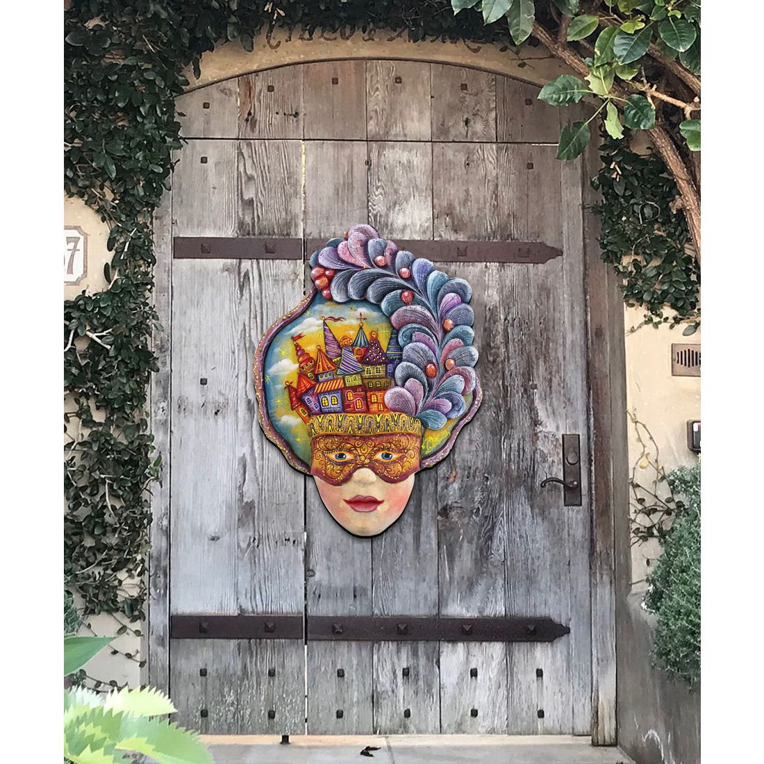 Carnival Mask Halloween Door Decor by G. DeBrekht - Thanksgiving Halloween Decor - 8161038H