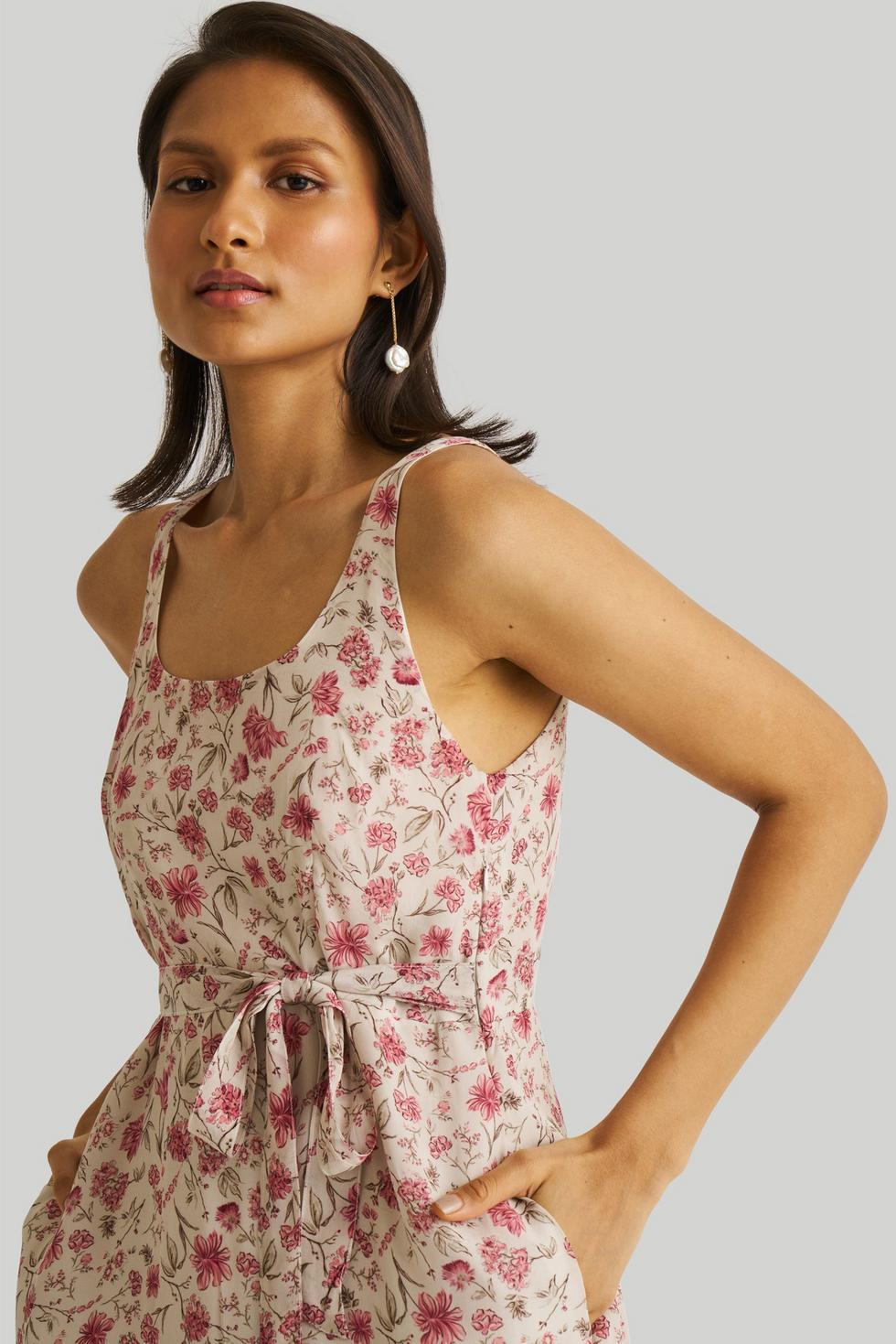 Fitted Knee Length Floral Dress - Petal fusion