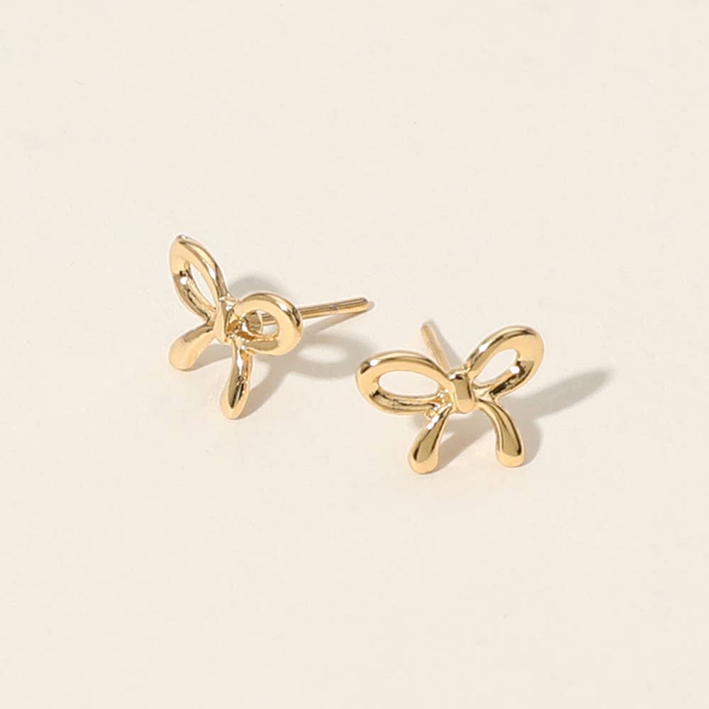 18K Gold Filled Bow Stud Earrings