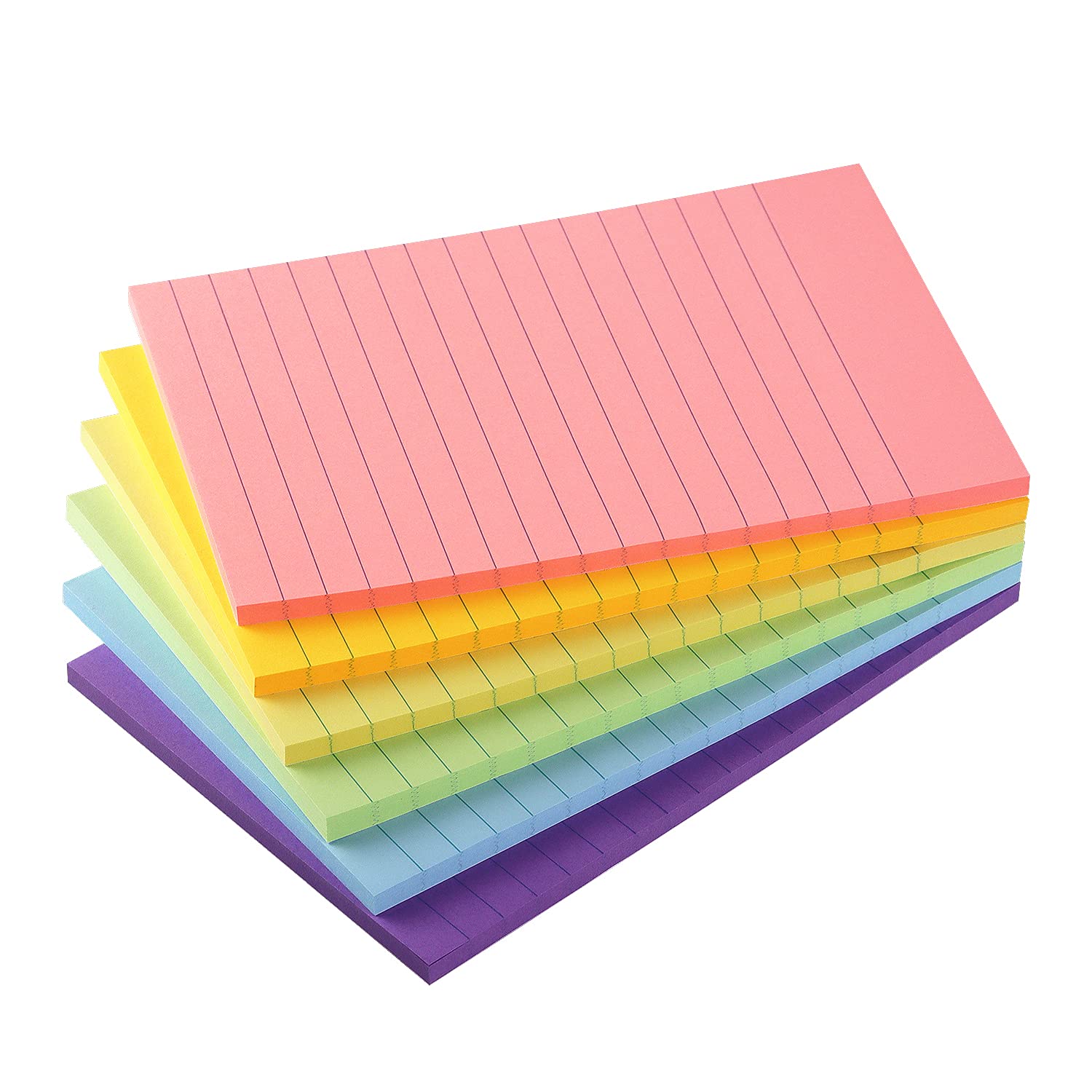 Early Buy 6 Pads Lined Sticky Notes with Lines 4x6 Self-Stick Notes Bright Color Sticky Notes, 45 Sheets/Pad (Yellow)