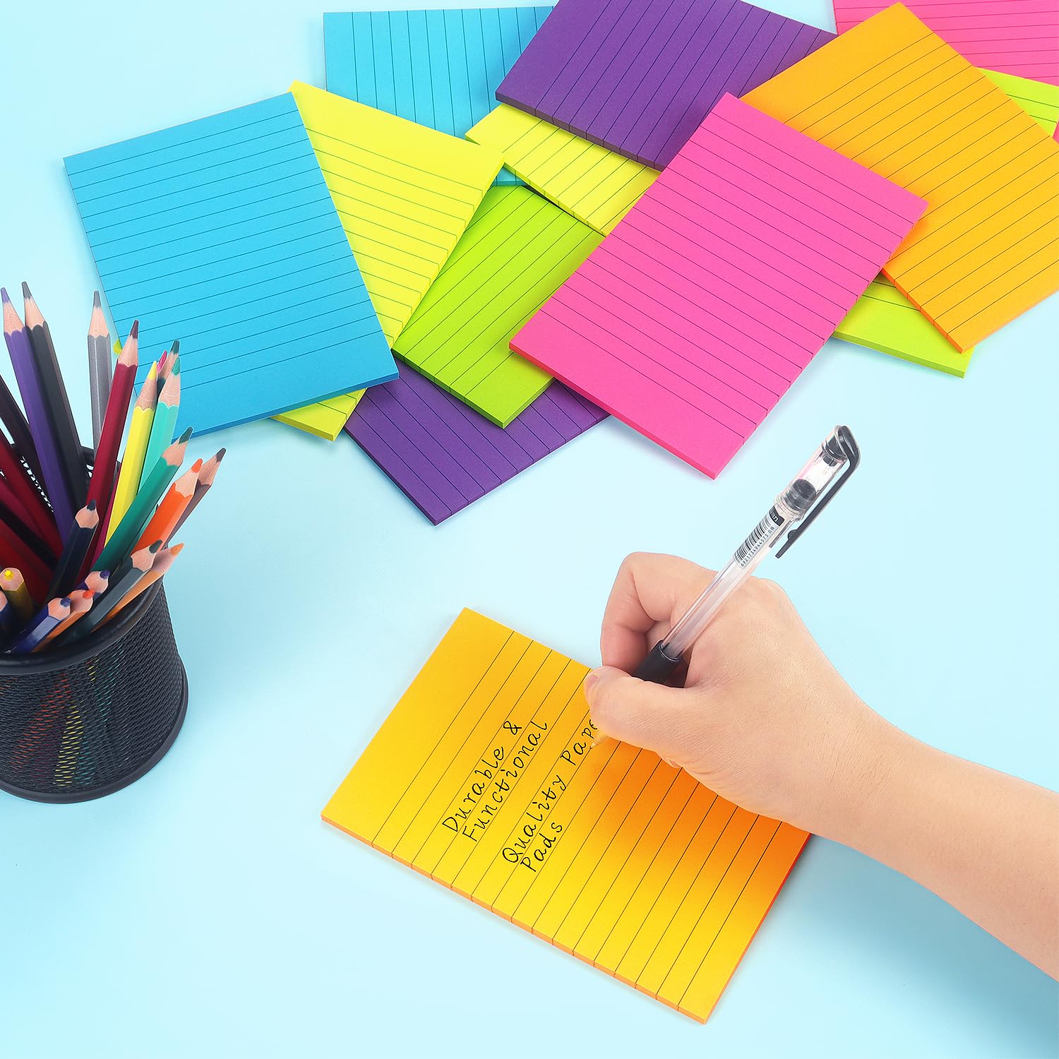 Early Buy 6 Pads Lined Sticky Notes with Lines 4x6 Self-Stick Notes Bright Color Sticky Notes, 45 Sheets/Pad (Yellow)