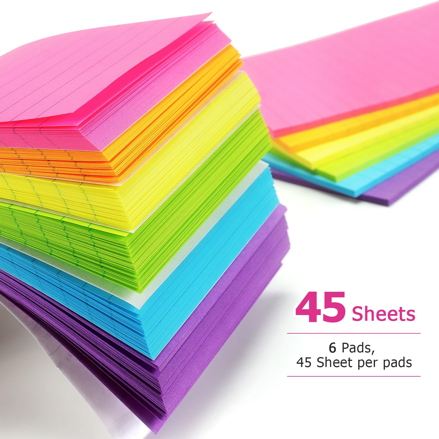 Early Buy 6 Pads Lined Sticky Notes with Lines 4x6 Self-Stick Notes Bright Color Sticky Notes, 45 Sheets/Pad (Yellow)