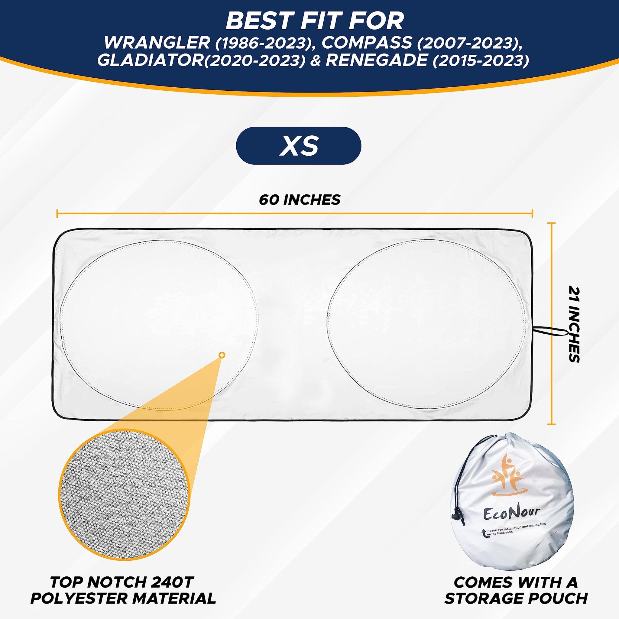 EcoNour Patented Design for Car Windshield Sun Shade | Blocks 99% Heat and Keep Interior Cool | Fits Cars, SUV, Truck | Automotive Sun Screen,Visor and Summer Vehicle Accessories | Medium (64x32)