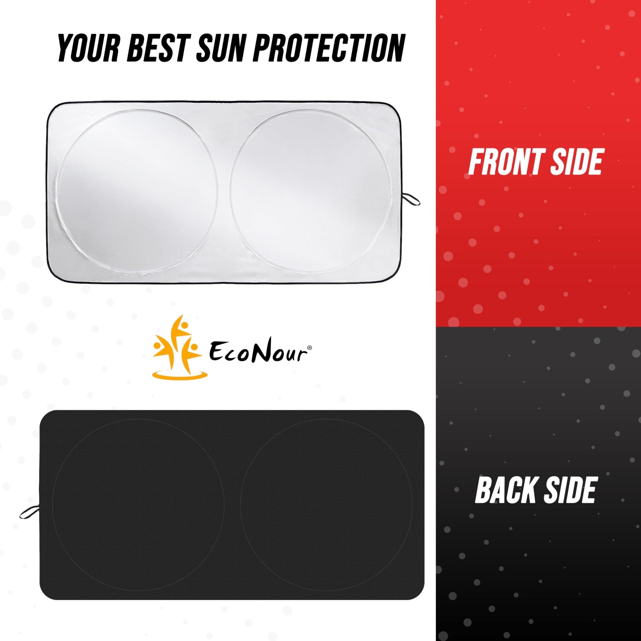 EcoNour Patented Design for Car Windshield Sun Shade | Blocks 99% Heat and Keep Interior Cool | Fits Cars, SUV, Truck | Automotive Sun Screen,Visor and Summer Vehicle Accessories | Medium (64x32)