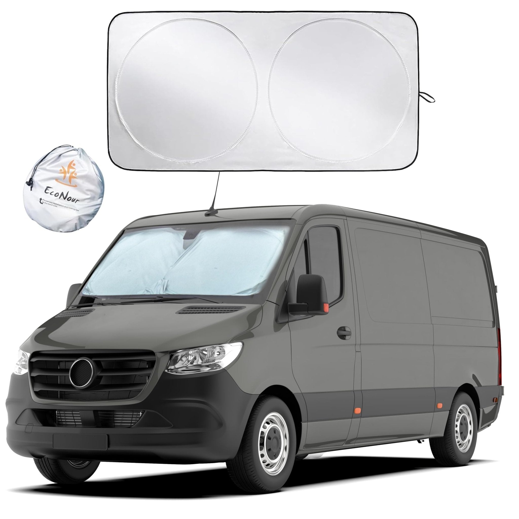 EcoNour Patented Design for Car Windshield Sun Shade | Blocks 99% Heat and Keep Interior Cool | Fits Cars, SUV, Truck | Automotive Sun Screen,Visor and Summer Vehicle Accessories | Medium (64x32)