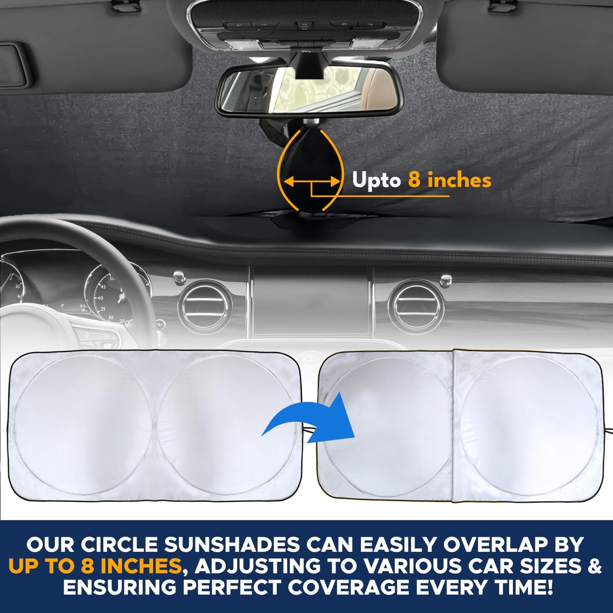EcoNour Patented Design for Car Windshield Sun Shade | Blocks 99% Heat and Keep Interior Cool | Fits Cars, SUV, Truck | Automotive Sun Screen,Visor and Summer Vehicle Accessories | Medium (64x32)