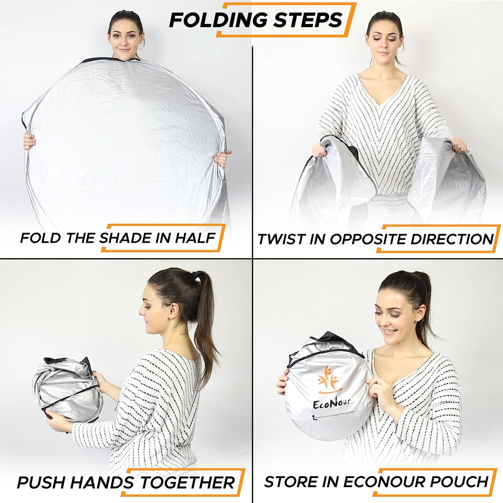 EcoNour Patented Design for Car Windshield Sun Shade | Blocks 99% Heat and Keep Interior Cool | Fits Cars, SUV, Truck | Automotive Sun Screen,Visor and Summer Vehicle Accessories | Medium (64x32)