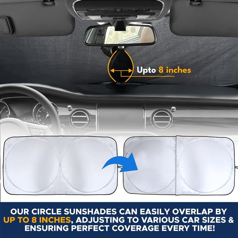 EcoNour Patented Design for Car Windshield Sun Shade | Blocks 99% Heat and Keep Interior Cool | Fits Cars, SUV, Truck | Automotive Sun Screen,Visor and Summer Vehicle Accessories | Medium (64x32)
