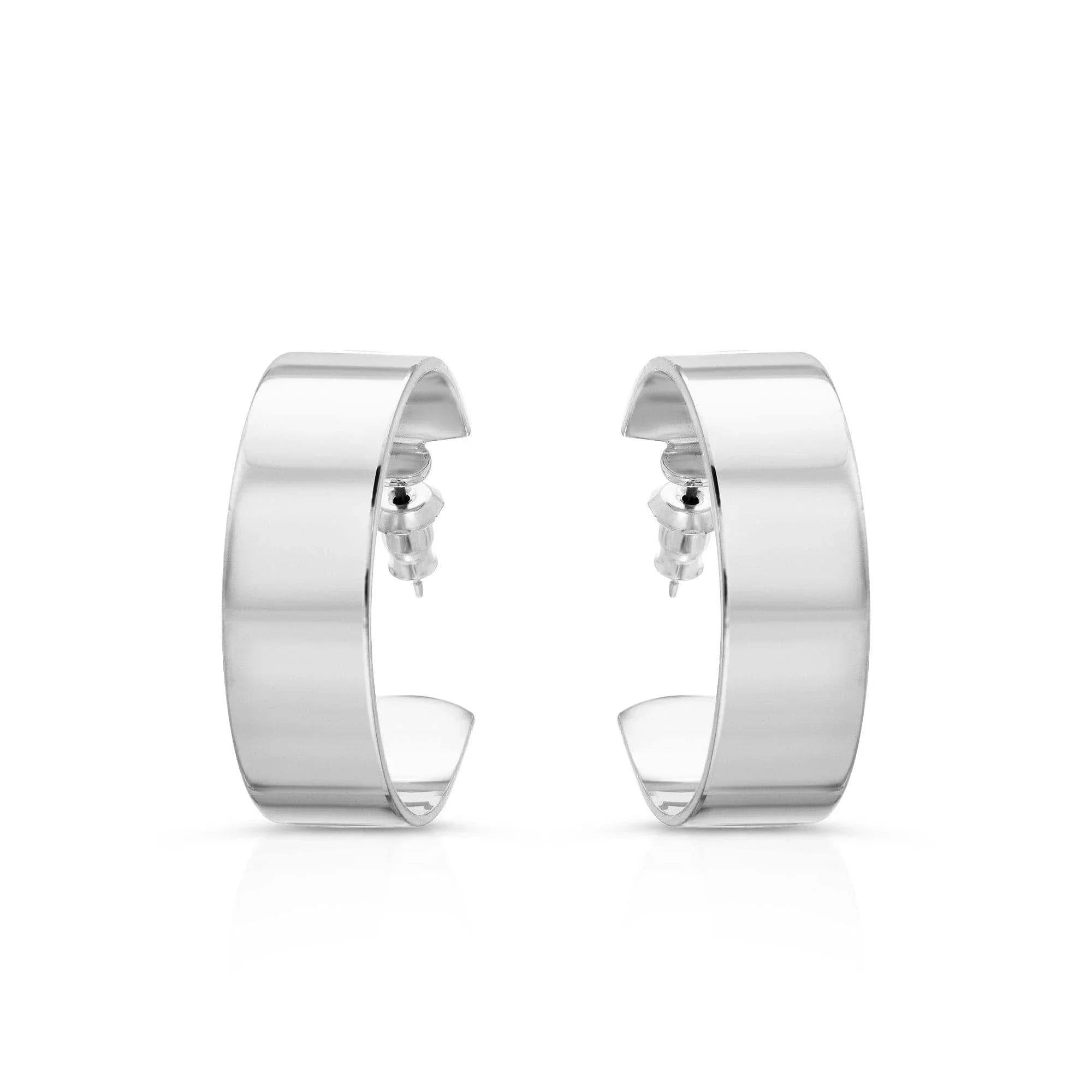 Silver hoop earrings shown in the 1 Skylar Hoops product display