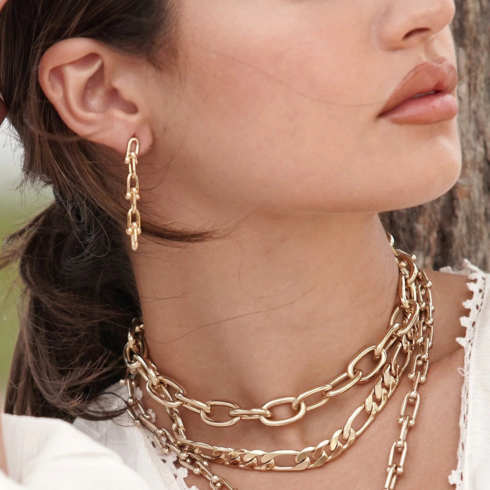 Gold chain jewelry set featuring the stylish Alana Toggle Necklace perfect for any look