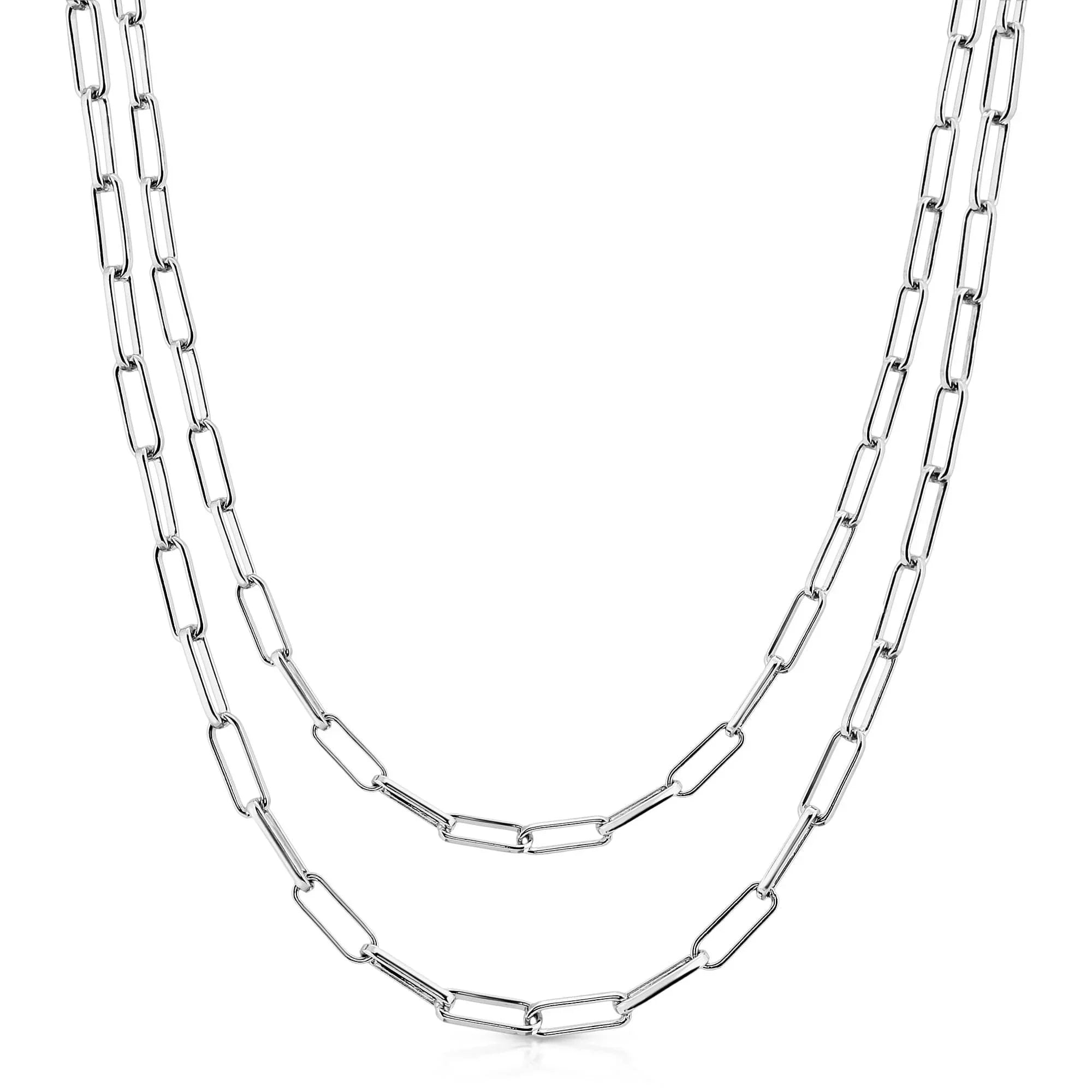 Silver chain necklaces from the Double Elongated Link Mask Chain collection