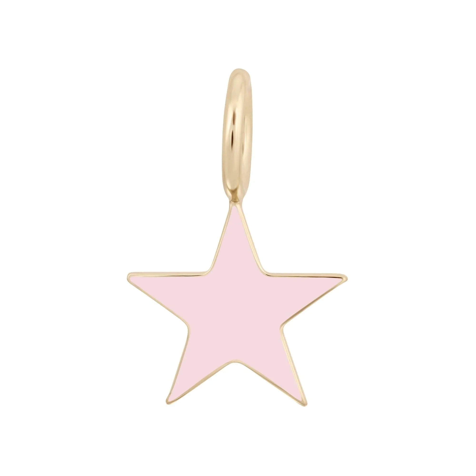 Gold and pink star charm on Enamel Samara Charm jewelry piece