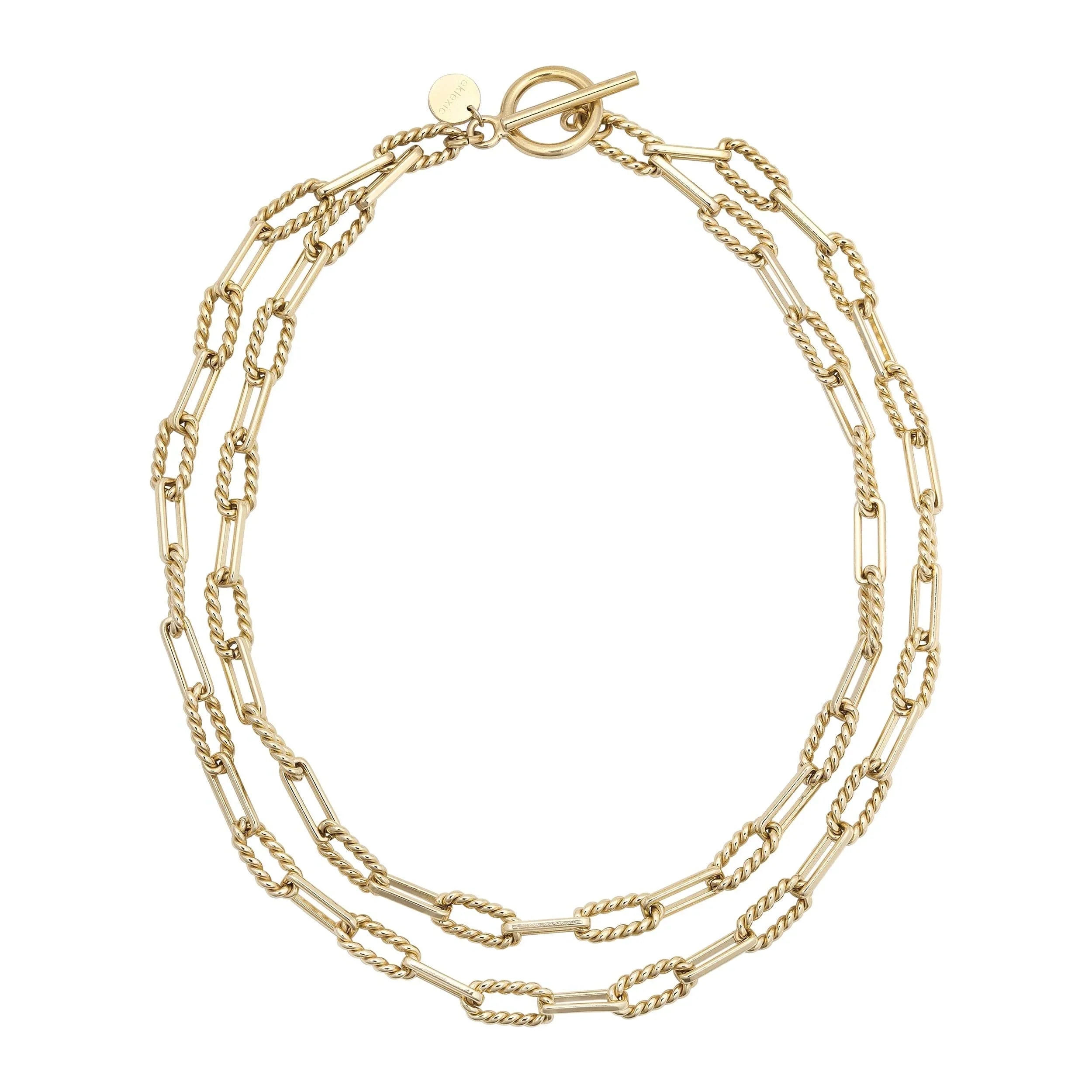 Gold-toned double-strand chain necklace from Enzo Double Layer Necklace collection