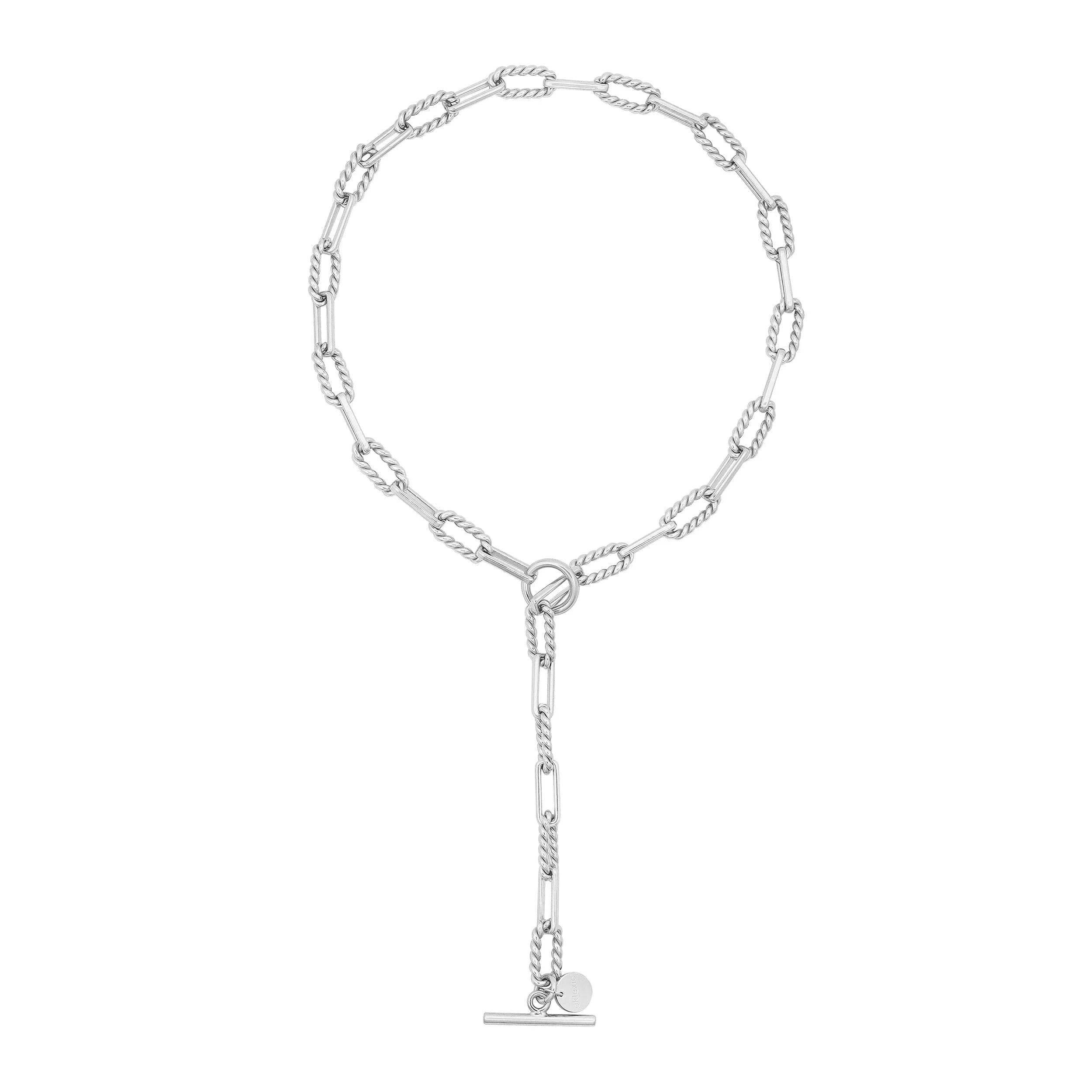 Silver twisted-link chain necklace with toggle clasp from the Enzo Toggle Convertible Lariat Necklace collection
