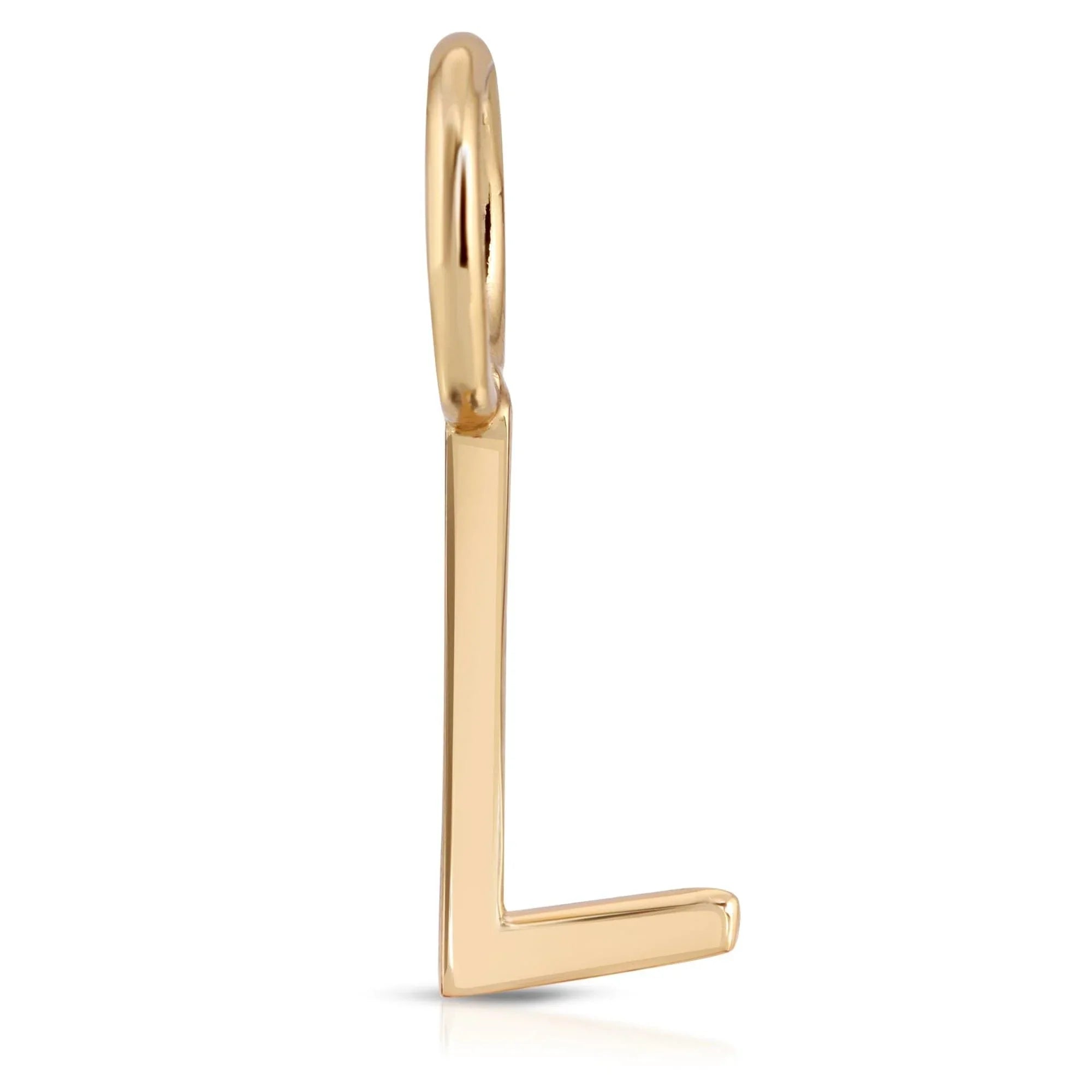 Gold letter L pendant from Essential Letters, perfect for personalized jewelry style