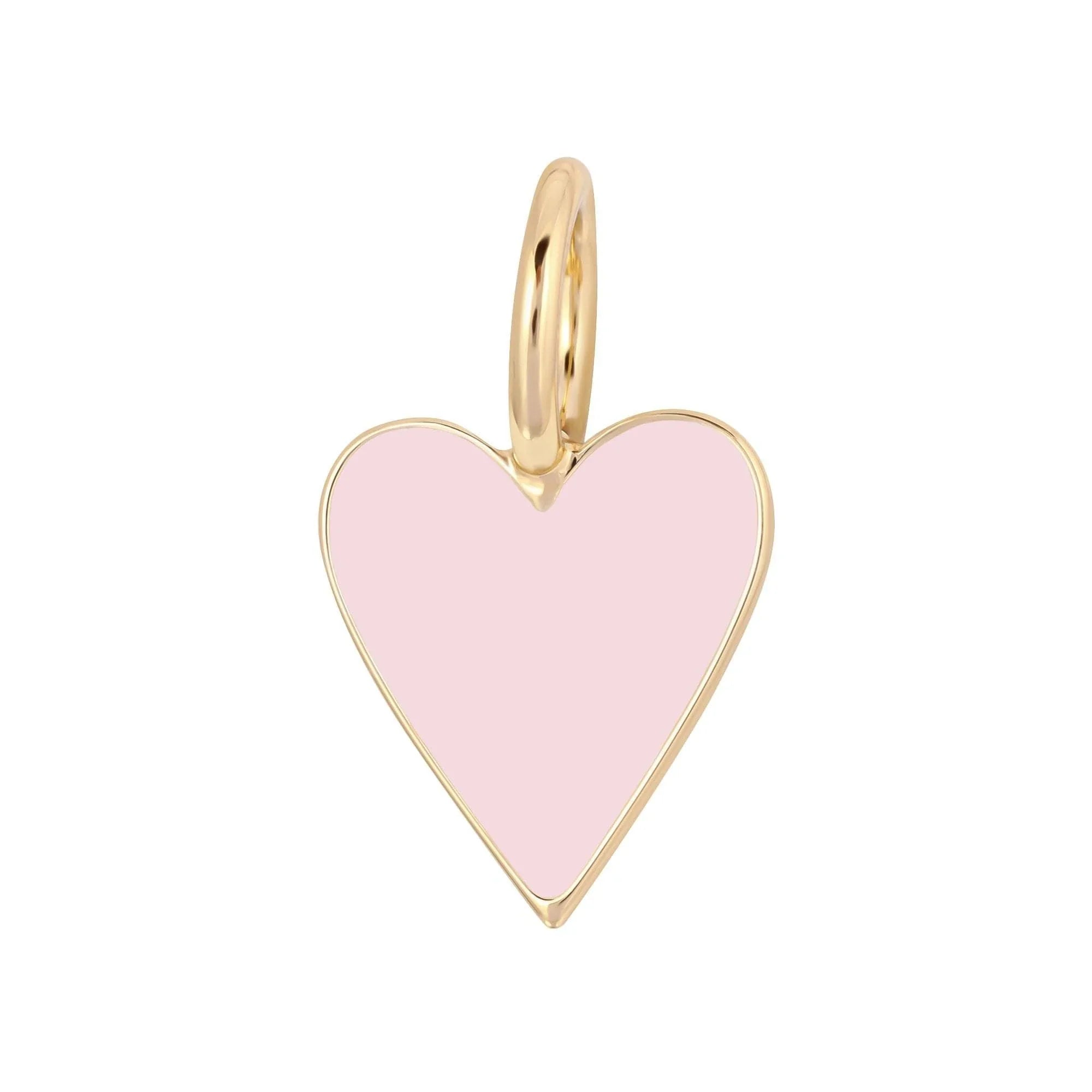Gold and pink heart charm on Small Enamel Helena Pendant for a cute jewelry look