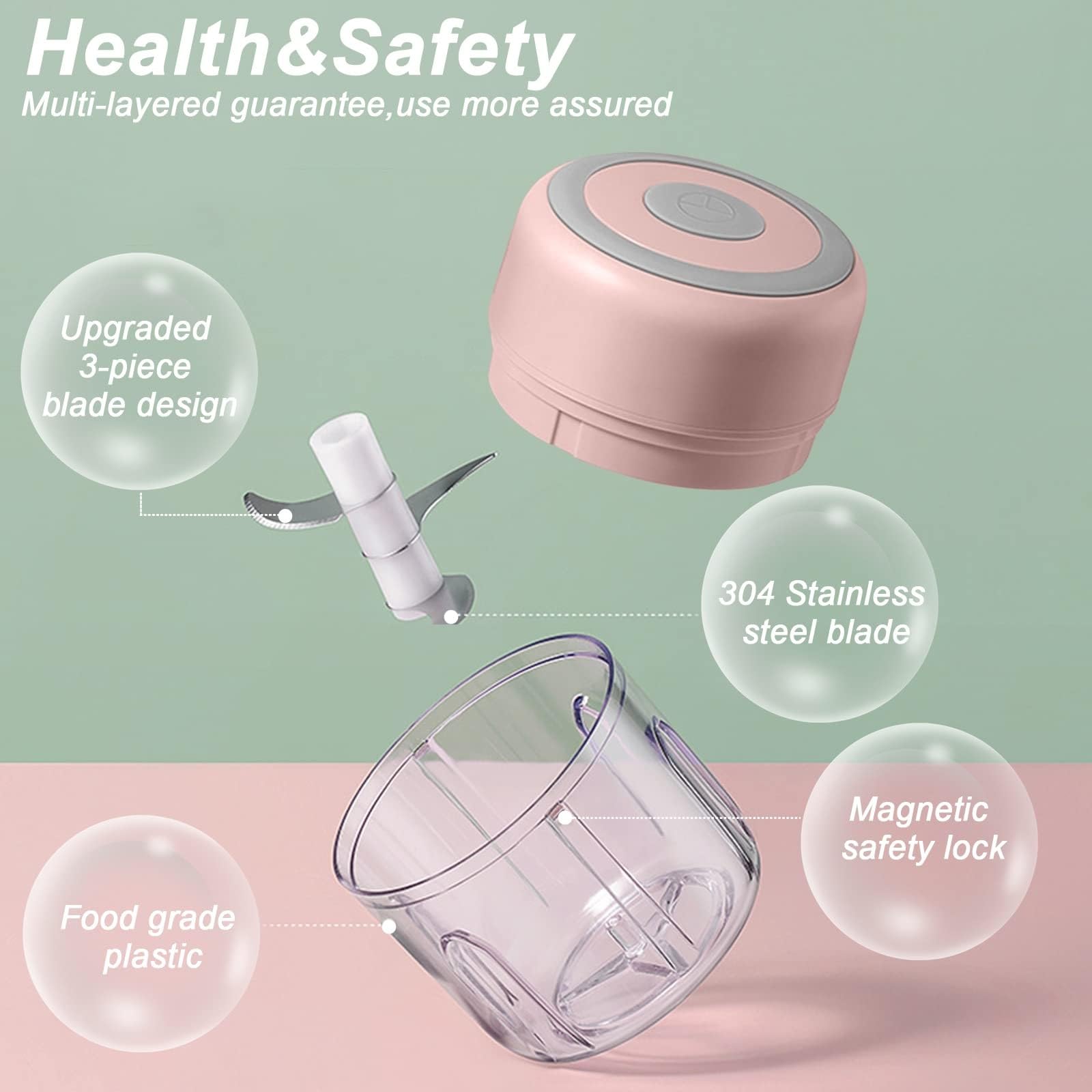 Electric Mini Garlic Chopper, 100ML Food Chopper Garlic Mincer USB, Vegetable Chopper, Onion Chopper, Portable Small Food Processor for Garlic, Ginger, Chili, Vegetables