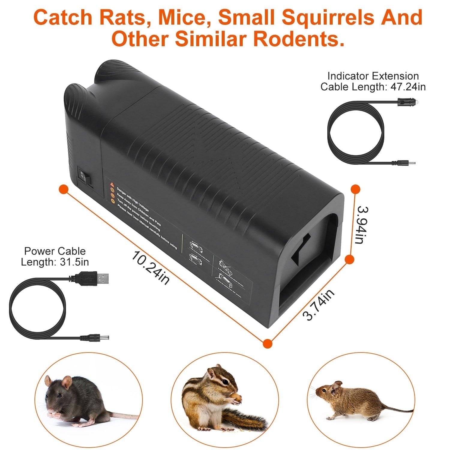 Electric Rat Trap Reusable Mice Trap Rodent Zapper Indoor Pest Control Rechargeable Shock Mice Killer with 1800V High Voltage for Home