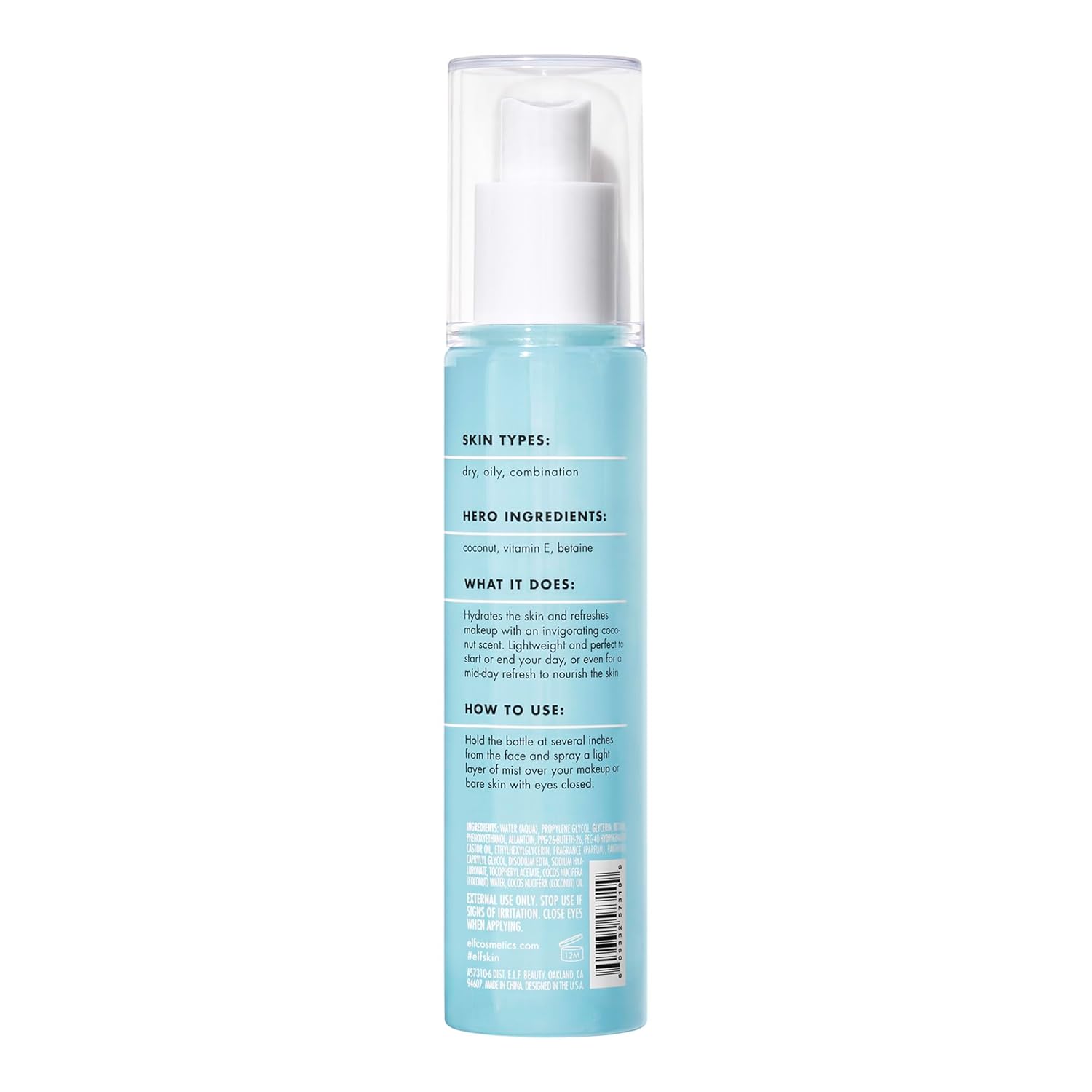 e.l.f. SKIN Holy Hydration! Hydrating Coconut Mist, Refreshes, Soothes & Invigorates Skin, Tropical Scent, 2.7 Fl Oz (Pack of 1)