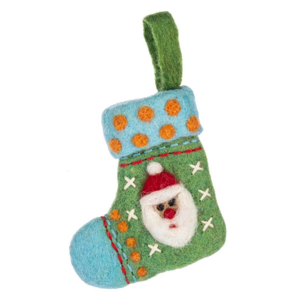 Felted Wool Santa & Snowman Stocking Ornaments Set of 2