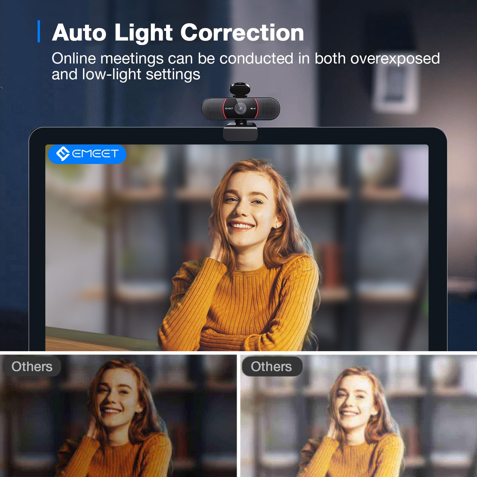 EMEET 1080P Webcam with Microphone, C960 Web Camera, 2 Mics, 90° FOV, USB Type-A & A-to-C Adapter, Plug&Play Computer Camera for Online Calling/Conferencing, Zoom/Teams/Facetime/YouTube, 2025 Version