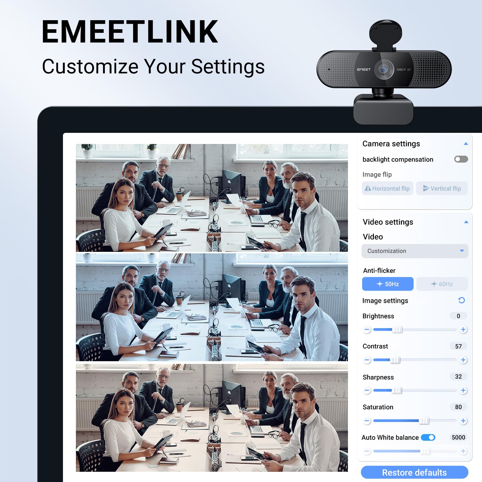 EMEET 1080P Webcam with Microphone, C960 Web Camera, 2 Mics, 90° FOV, USB Type-A & A-to-C Adapter, Plug&Play Computer Camera for Online Calling/Conferencing, Zoom/Teams/Facetime/YouTube, 2025 Version