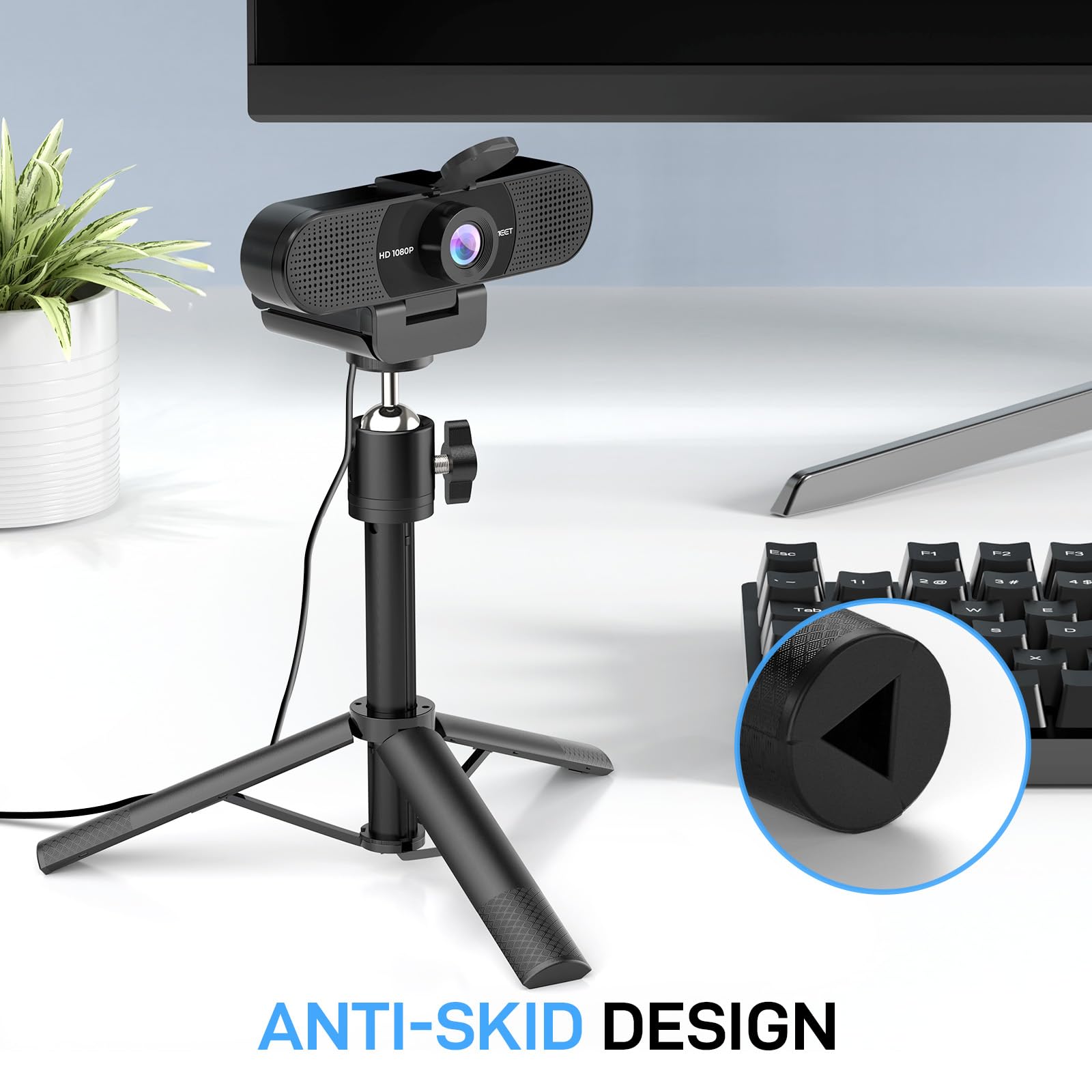 EMEET 1080P Webcam with Microphone, C960 Web Camera, 2 Mics, 90° FOV, USB Type-A & A-to-C Adapter, Plug&Play Computer Camera for Online Calling/Conferencing, Zoom/Teams/Facetime/YouTube, 2025 Version