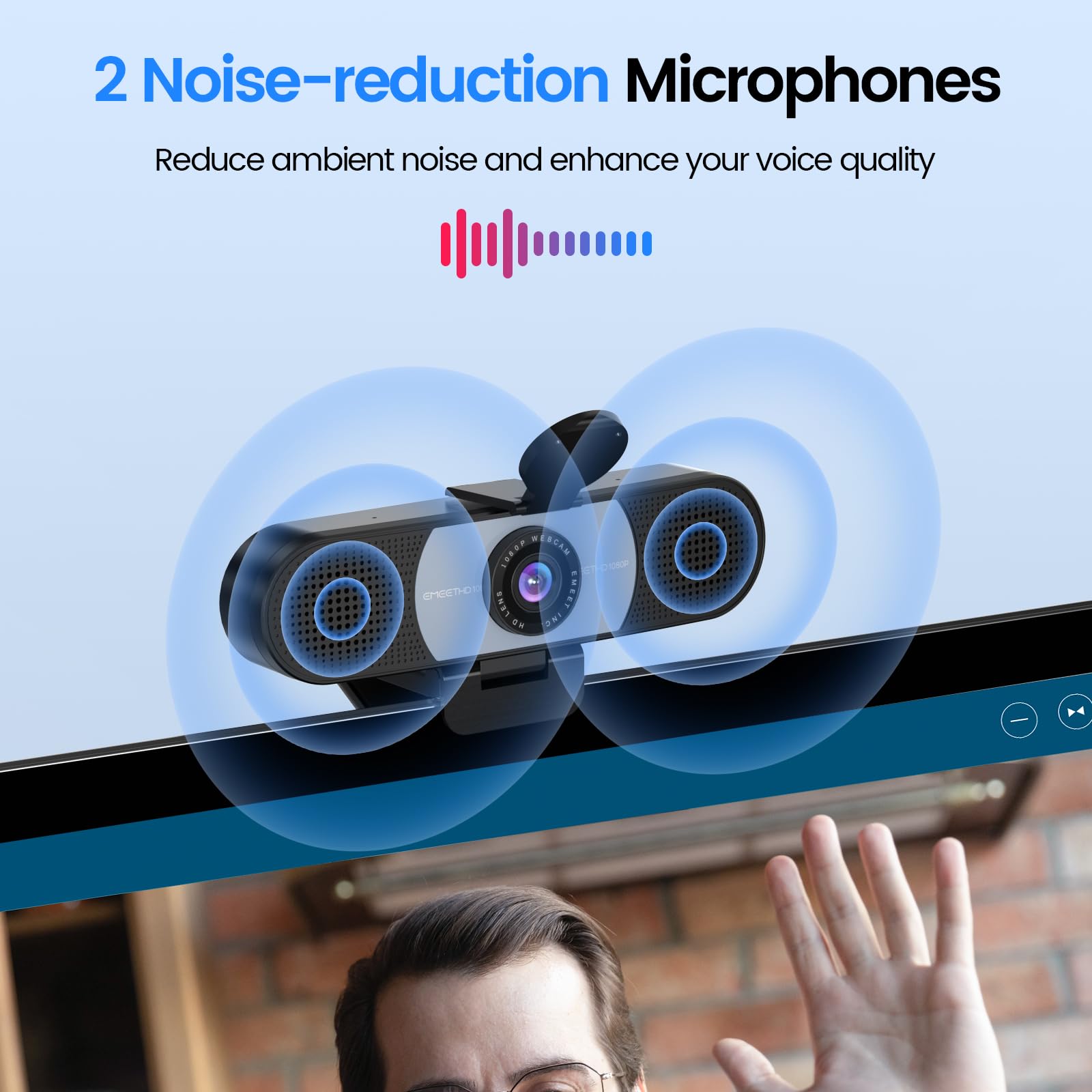 EMEET 1080P Webcam with Microphone, C960 Web Camera, 2 Mics, 90° FOV, USB Type-A & A-to-C Adapter, Plug&Play Computer Camera for Online Calling/Conferencing, Zoom/Teams/Facetime/YouTube, 2025 Version