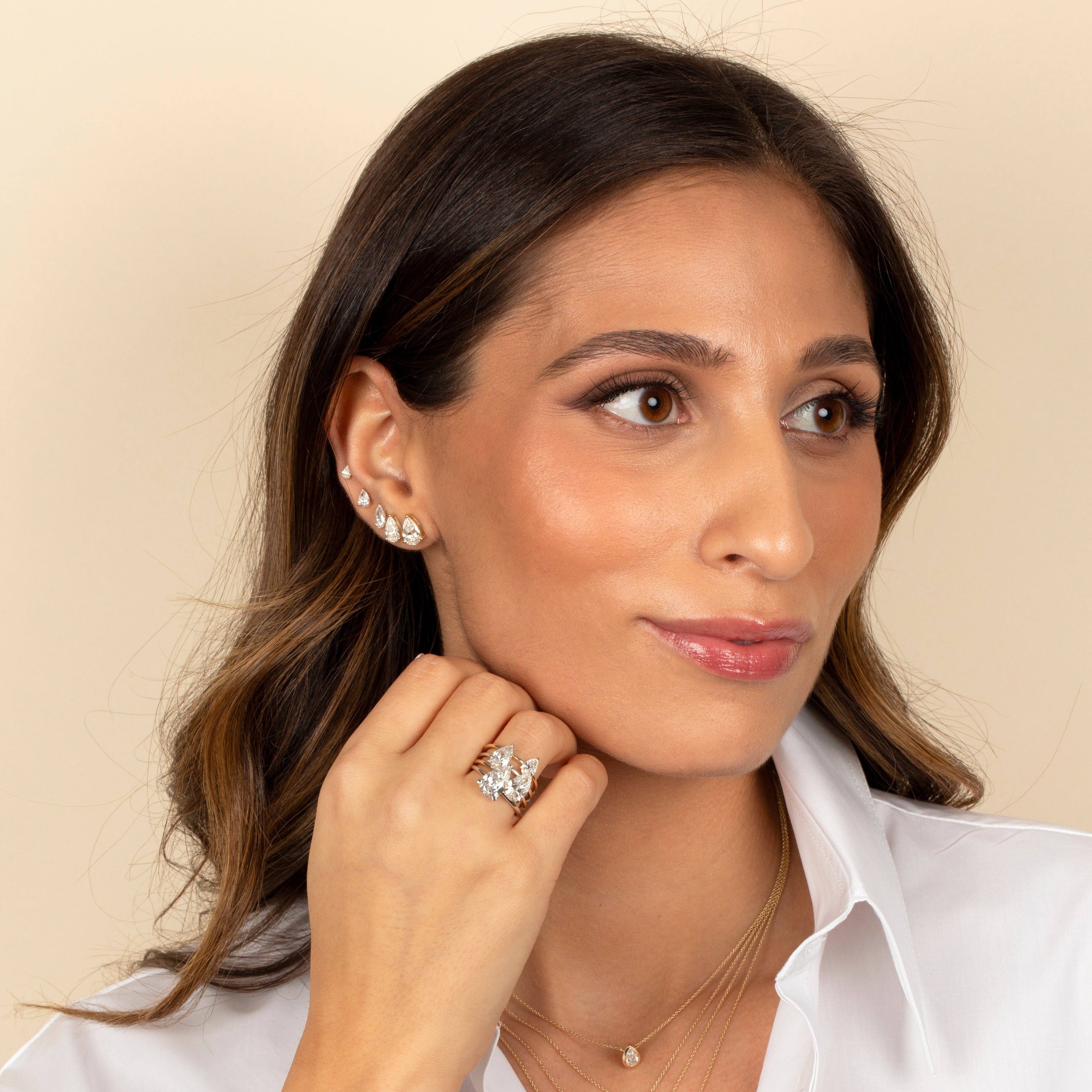 Lab Grown Diamond Pear Stud Earring 14K - Adina's Jewels