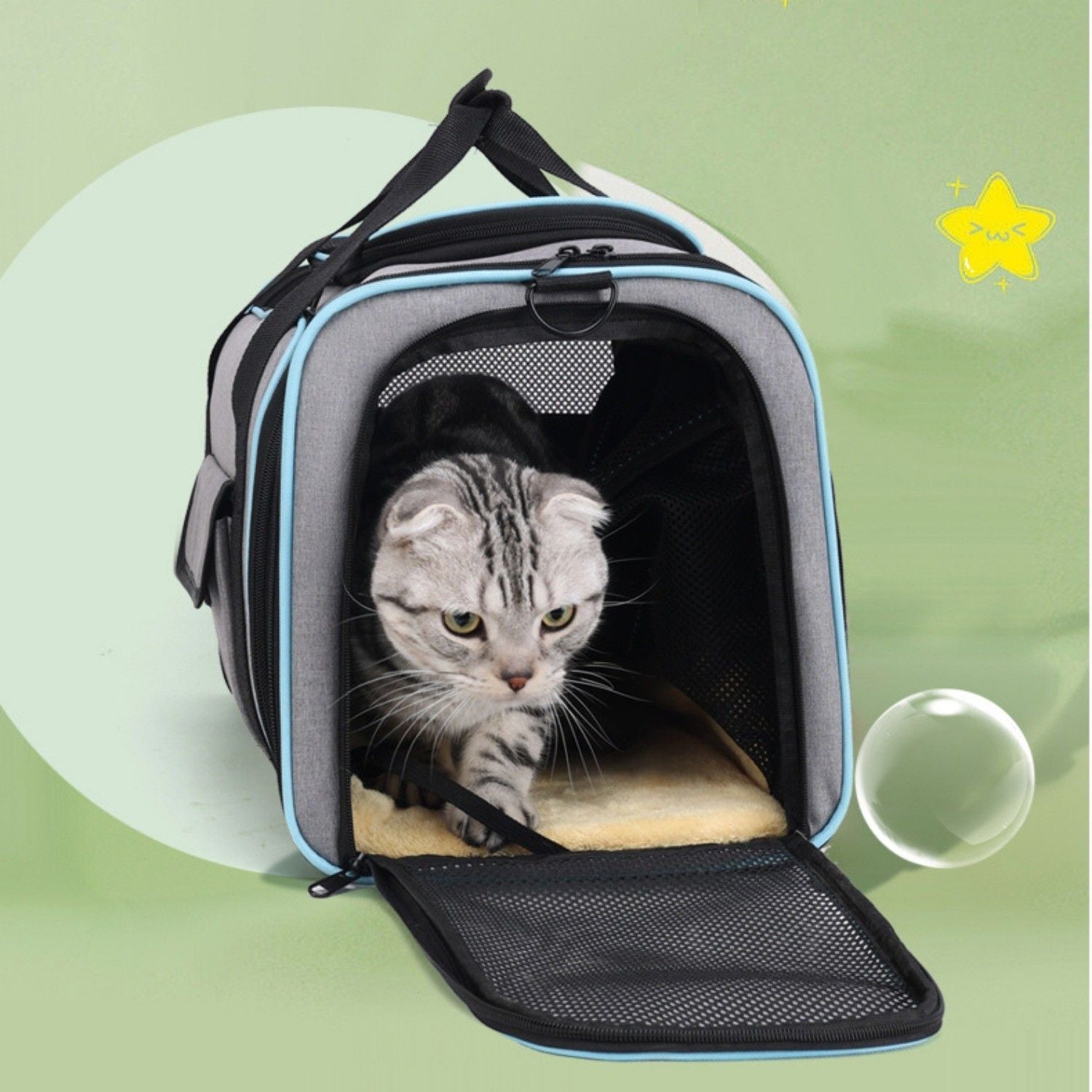 Expandable Pet Carrier Airline Approved Cat Dog Carrier Cat Collapsible Soft Carrier Bag with Removable Fleece Pad Pockets Breathable Mesh Adjustable Shoulder Strap Ban on Amazon sales