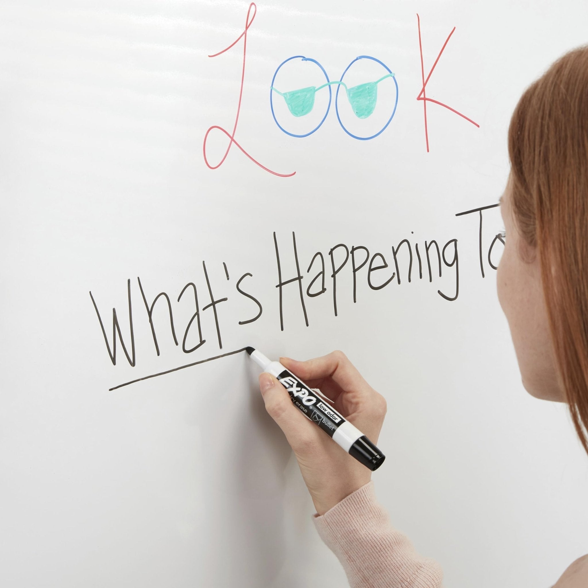 EXPO Dry Erase Markers, Low Odor Ink, Black, Fine Tip, 4 Count - Easily Erases, Vibrant Ink, Ideal for Classroom, Back to School Supplies, Teachers, Office, Whiteboard & Home