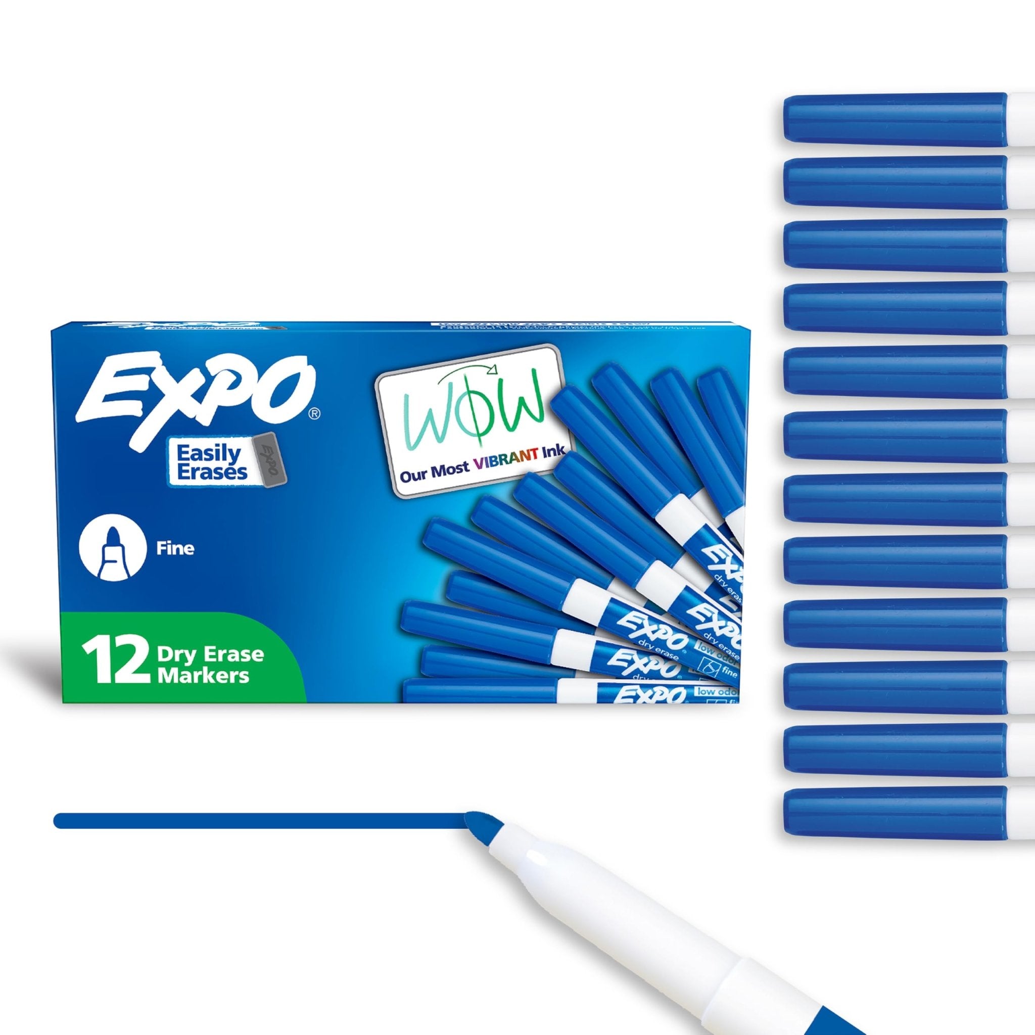EXPO Dry Erase Markers, Low Odor Ink, Black, Fine Tip, 4 Count - Easily Erases, Vibrant Ink, Ideal for Classroom, Back to School Supplies, Teachers, Office, Whiteboard & Home
