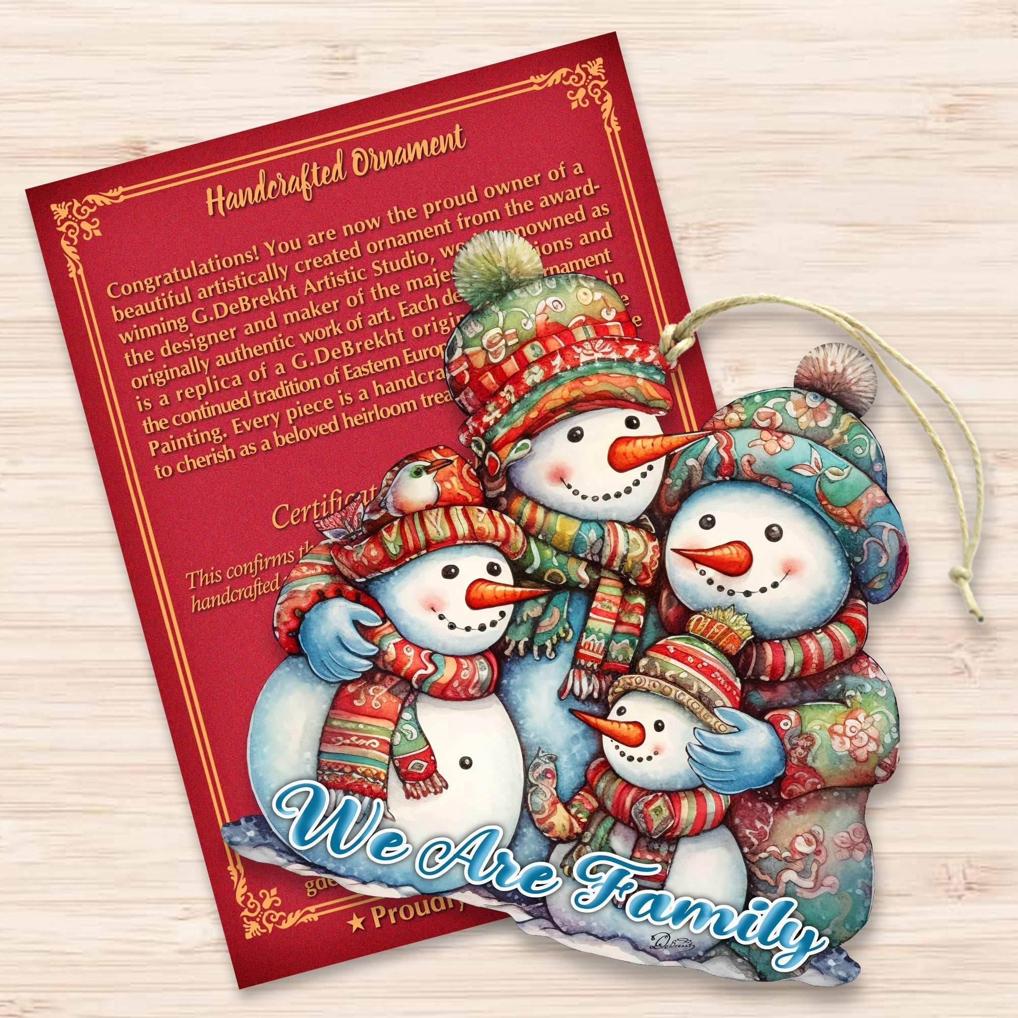 Snowmen Family Wooden Ornaments by G. Debrekht Christmas Santa Snowman Decor - 8611057