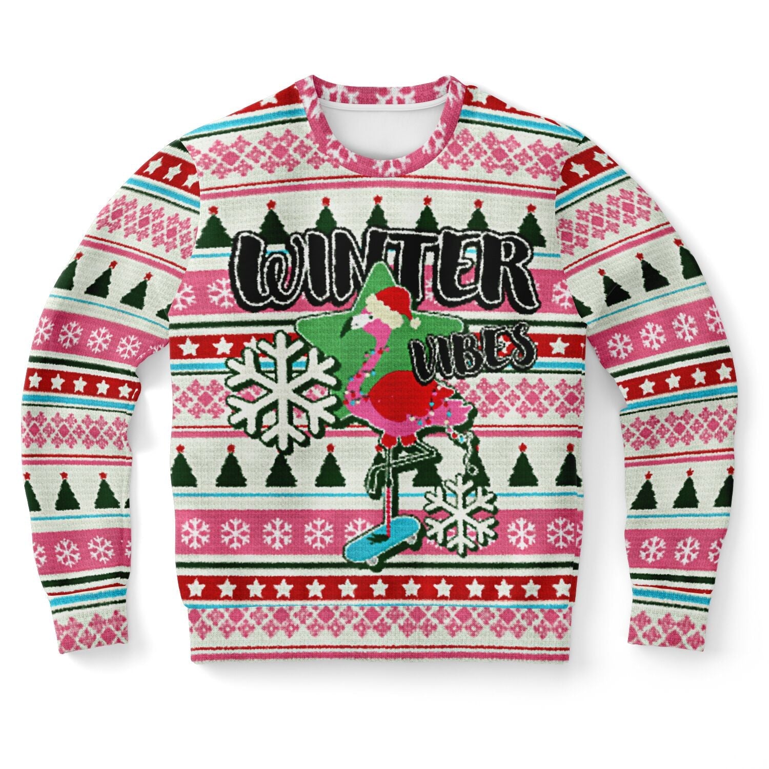 Flamingo Winter Vibes Ugly Christmas Sweatshirt