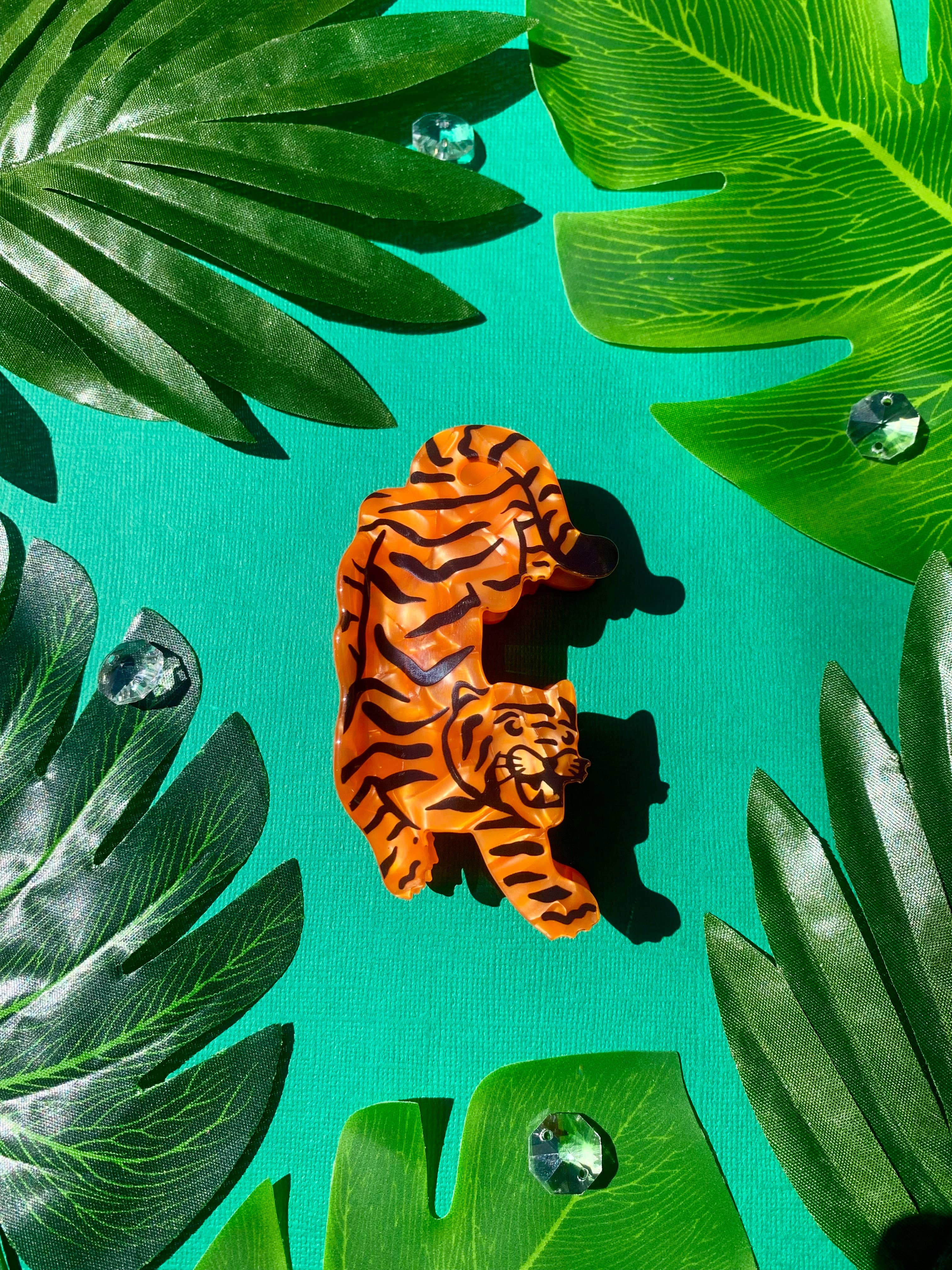 Tiger Acetate Hair Claw